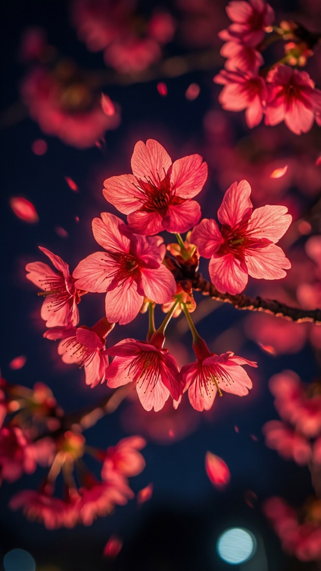 Sakura Nyekundu ya Neon Picha ya Ukuta