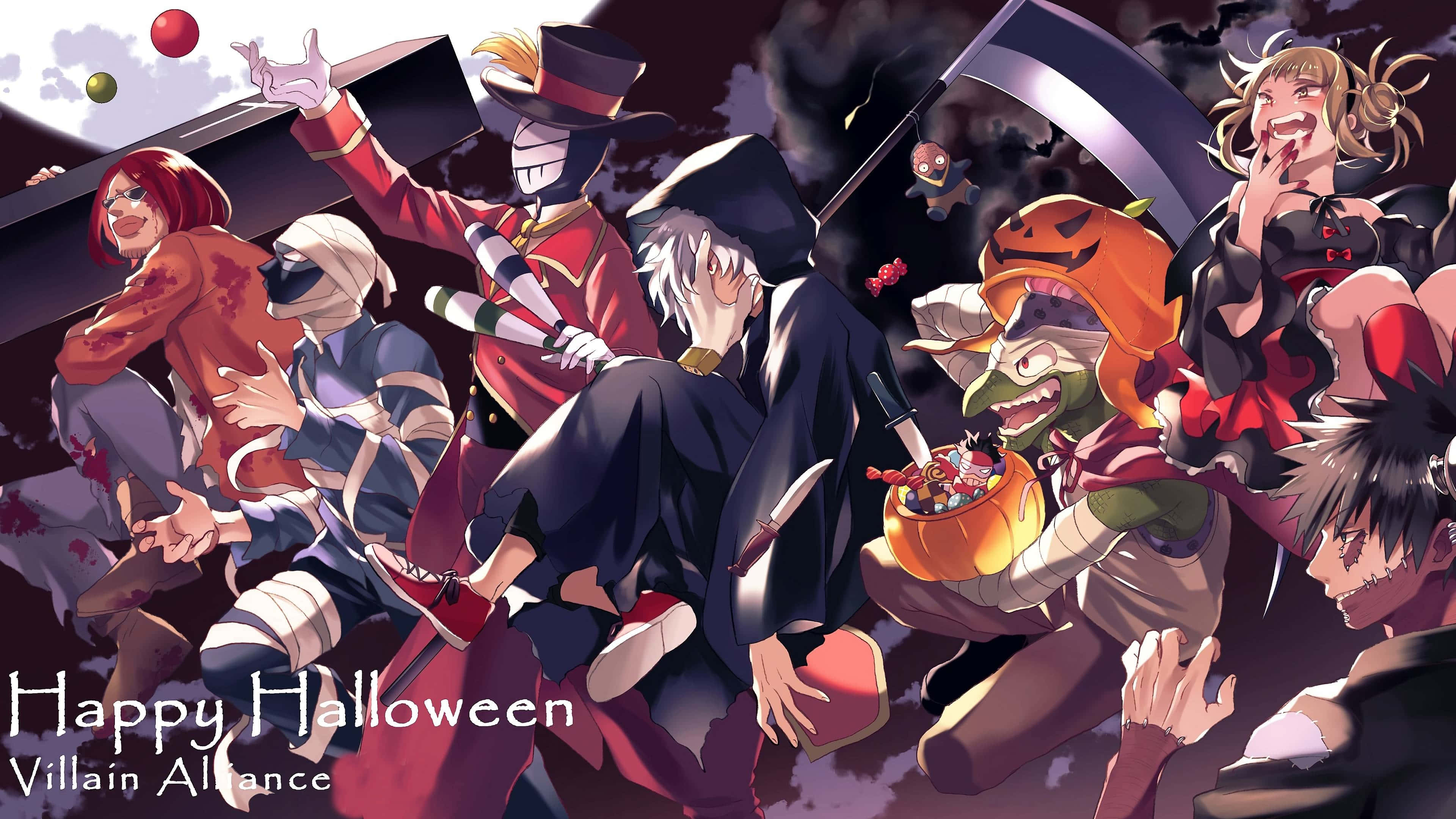 Salamu ya Halloween ya Ligi ya Waovu My Hero Academia Picha ya Ukuta