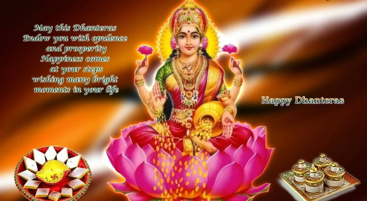 Salamu za Dhanteras za Furaha Lakshmi Picha ya Ukuta