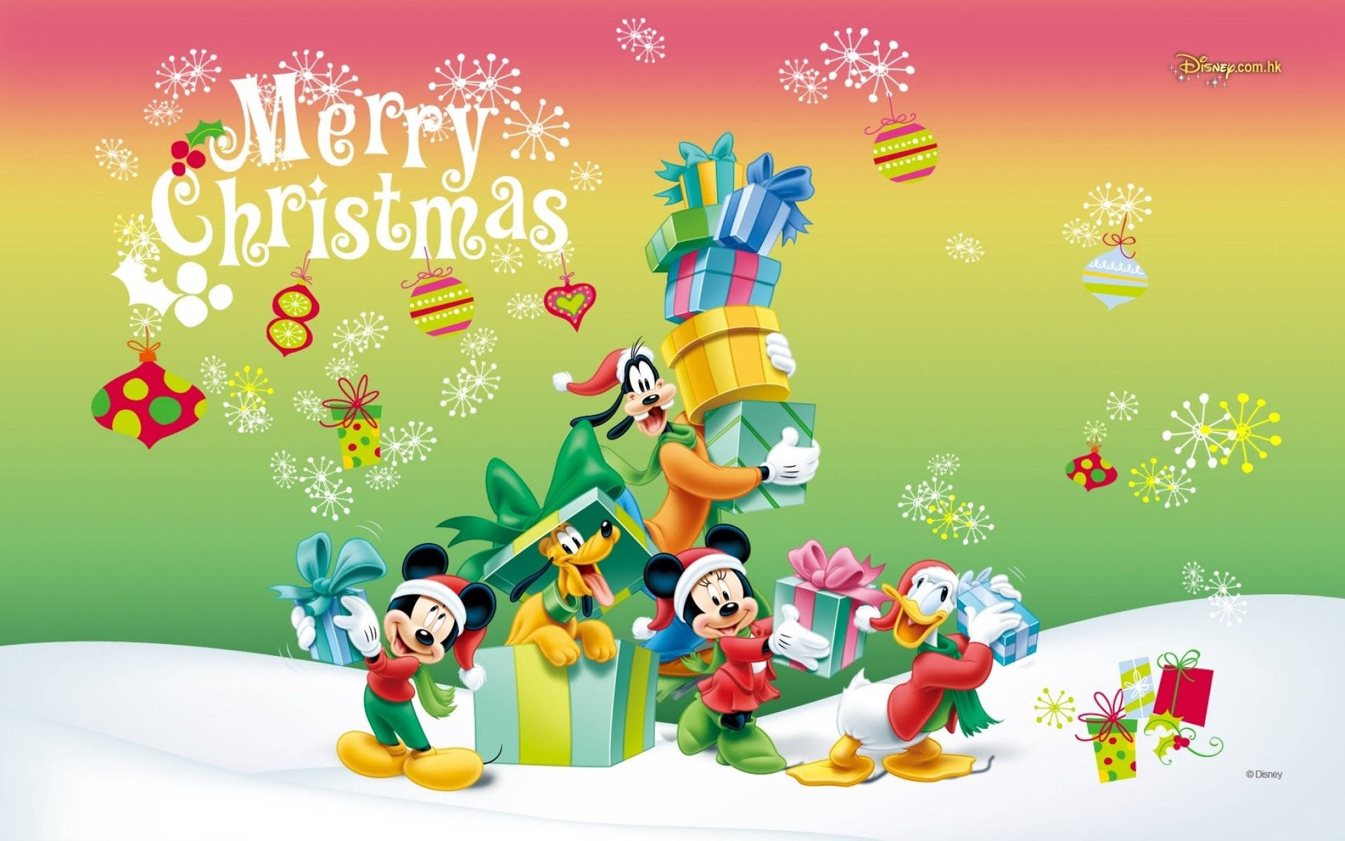 Salamu za Krismasi za Mickey Mouse Disney Picha ya Ukuta