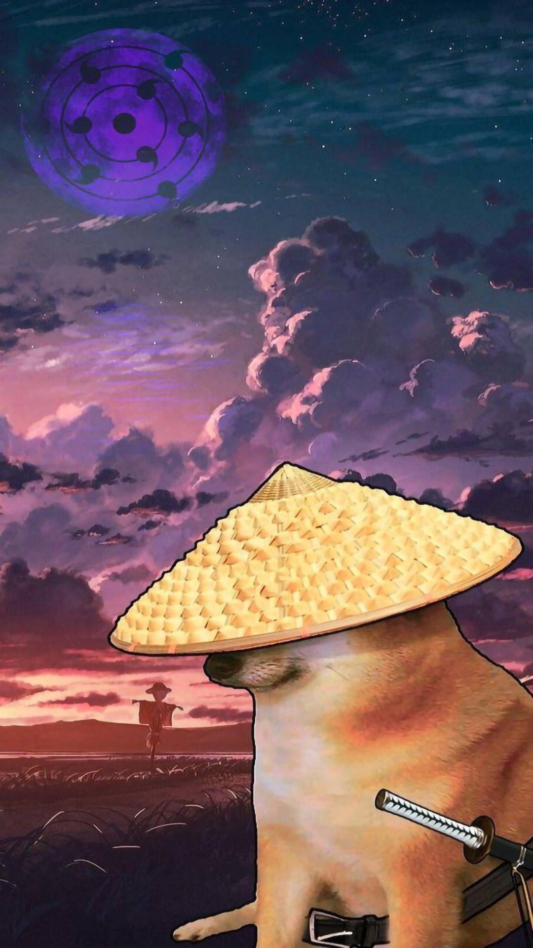 Samurai Doge Mrembo na Mcheshi Picha ya Ukuta