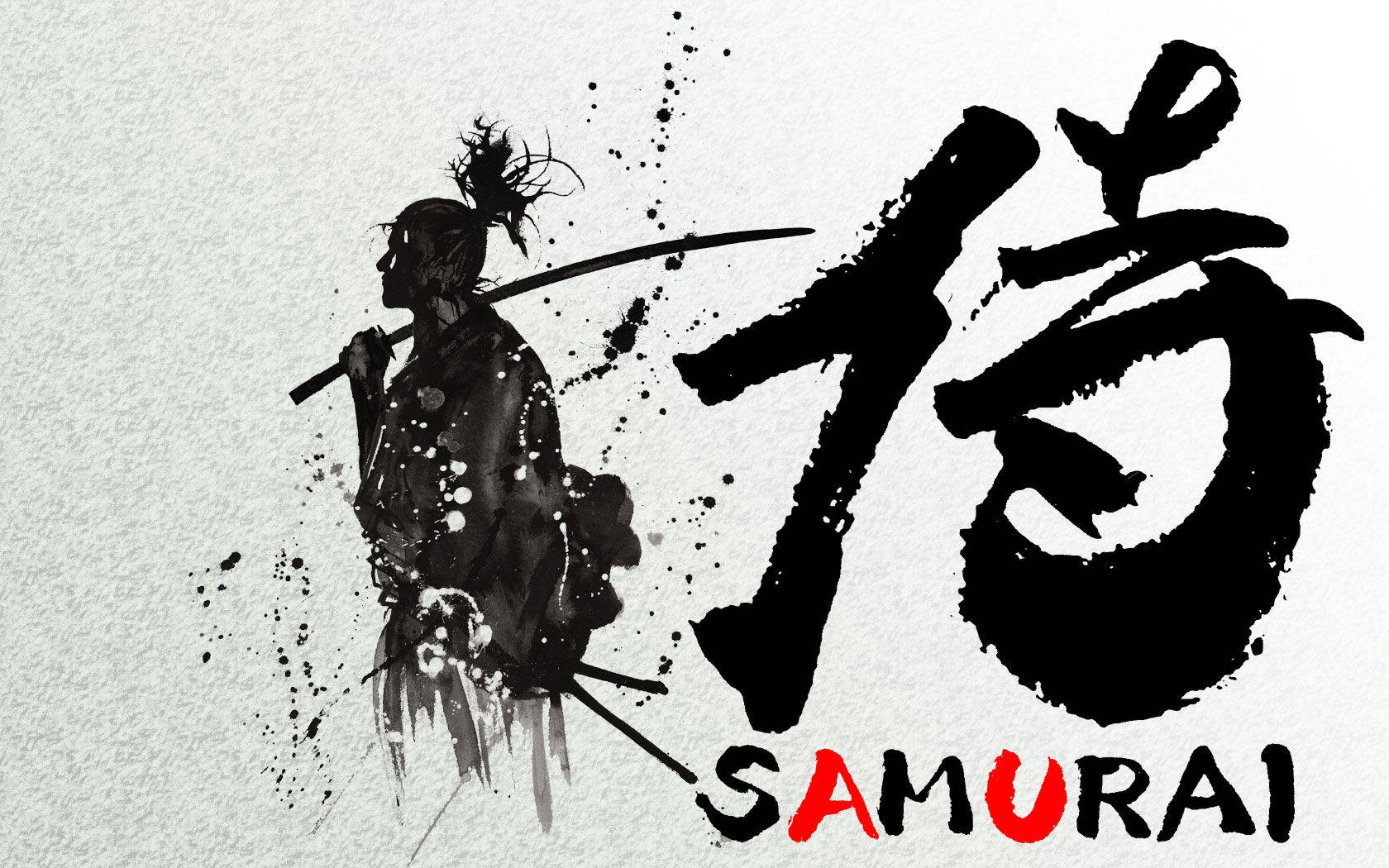 Samurai wa Japani wa Ponytail Picha ya Ukuta