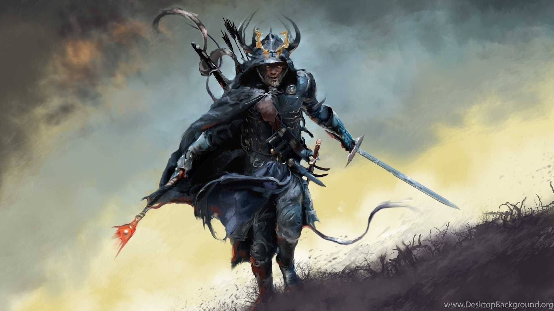 Samurai wa Kijapani Anayekaribia Picha ya Ukuta