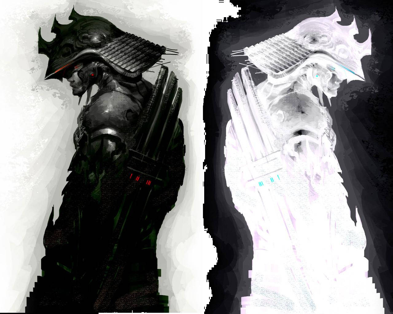 Samurai wa Kijapani Inverted Picha ya Ukuta