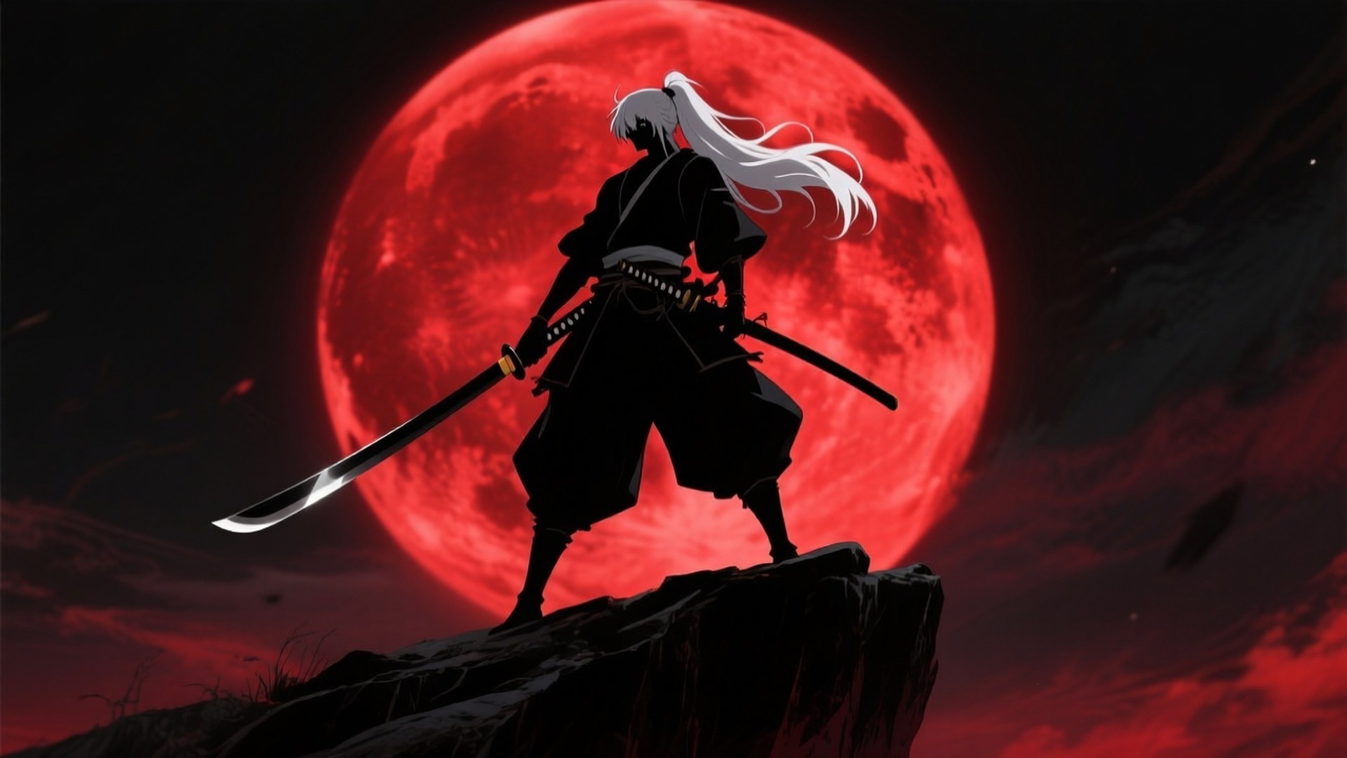 Samurai wa Mwezi Mwekundu Picha ya Ukuta
