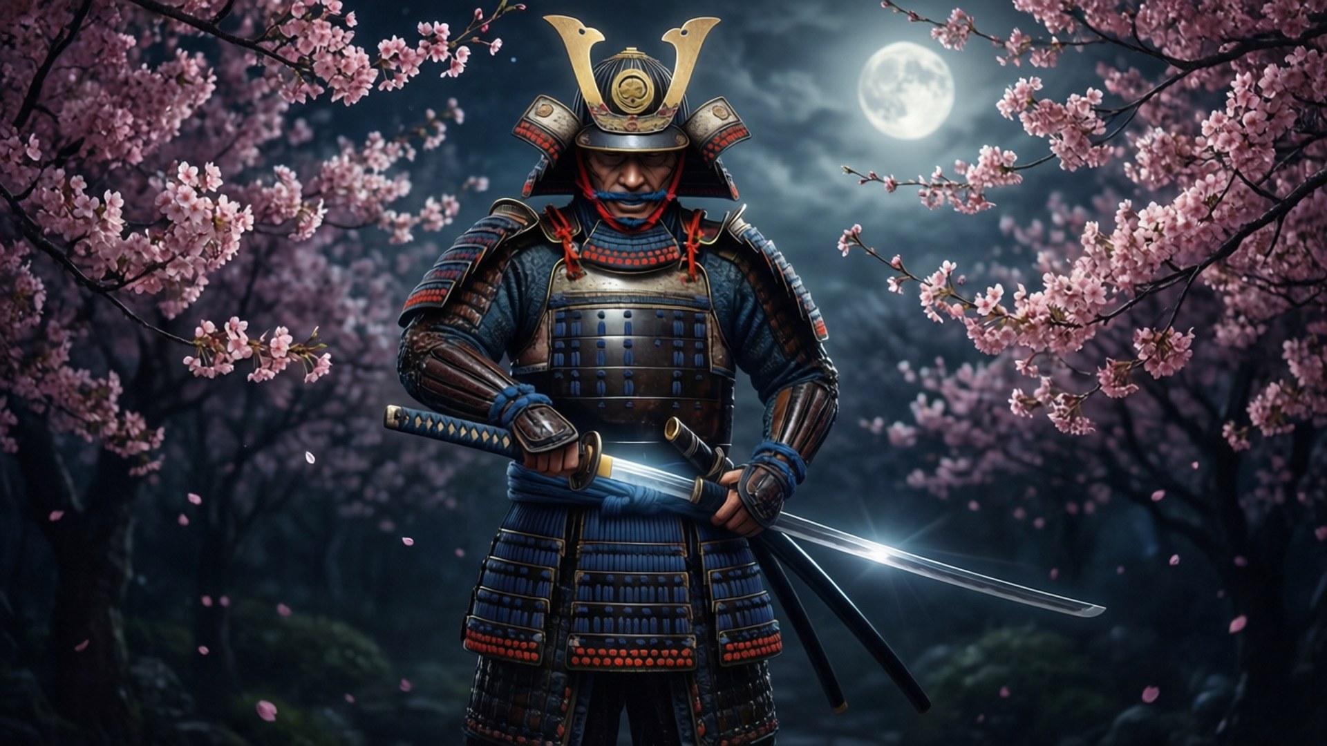 Samurai wa Mwezi wa OLED Picha ya Ukuta