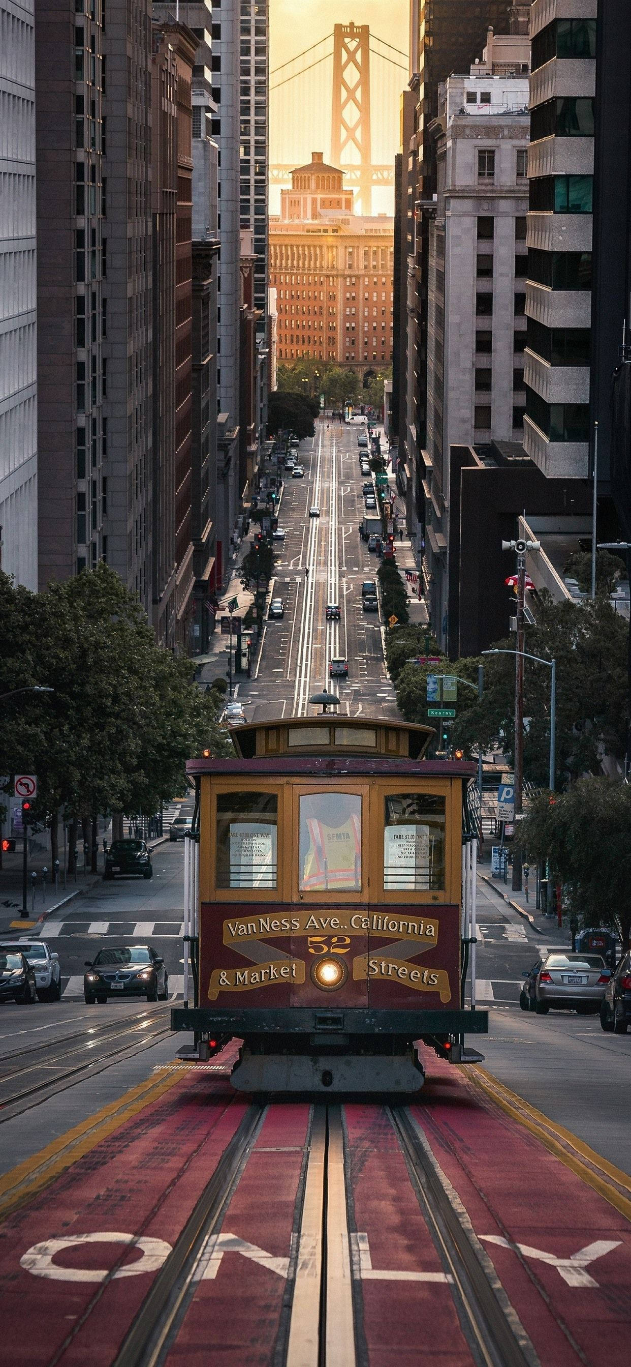 San Francisco Telefoni Cable Car Machweo Picha ya Ukuta