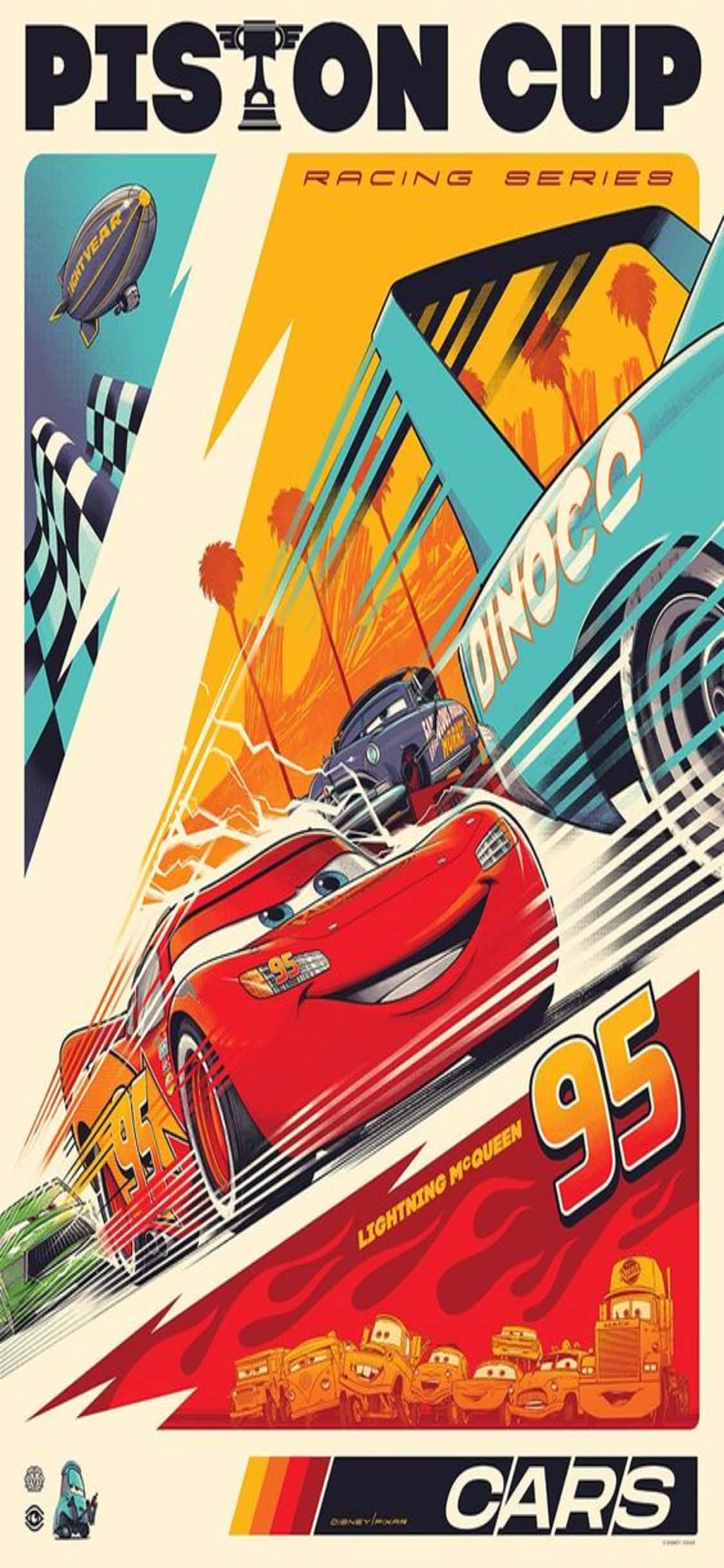 Sanaa Dijitali Piston Cup iPhone X Cars Background Picha ya Ukuta