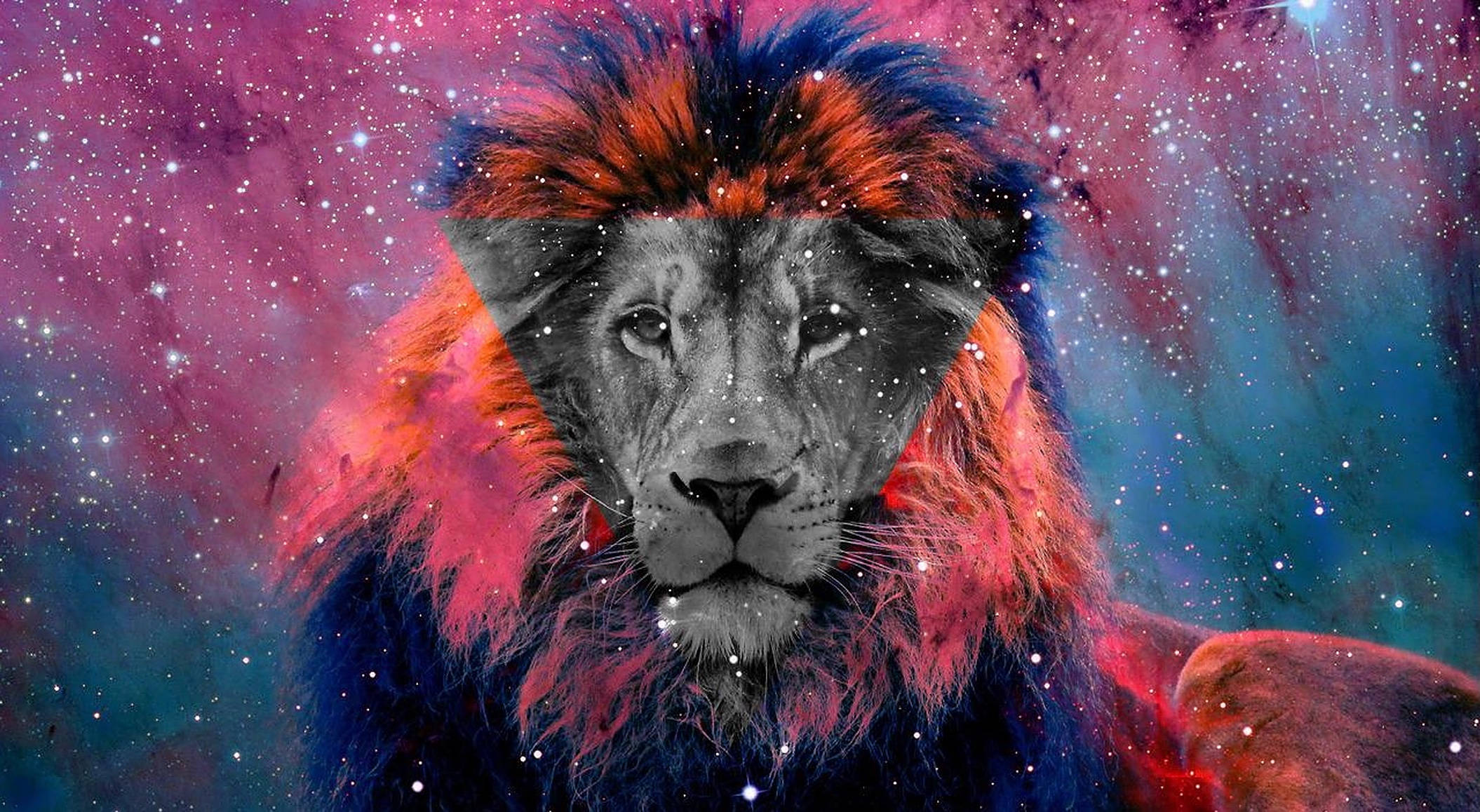 Sanaa Dijitali ya Simba wa Galaxy Picha ya Ukuta