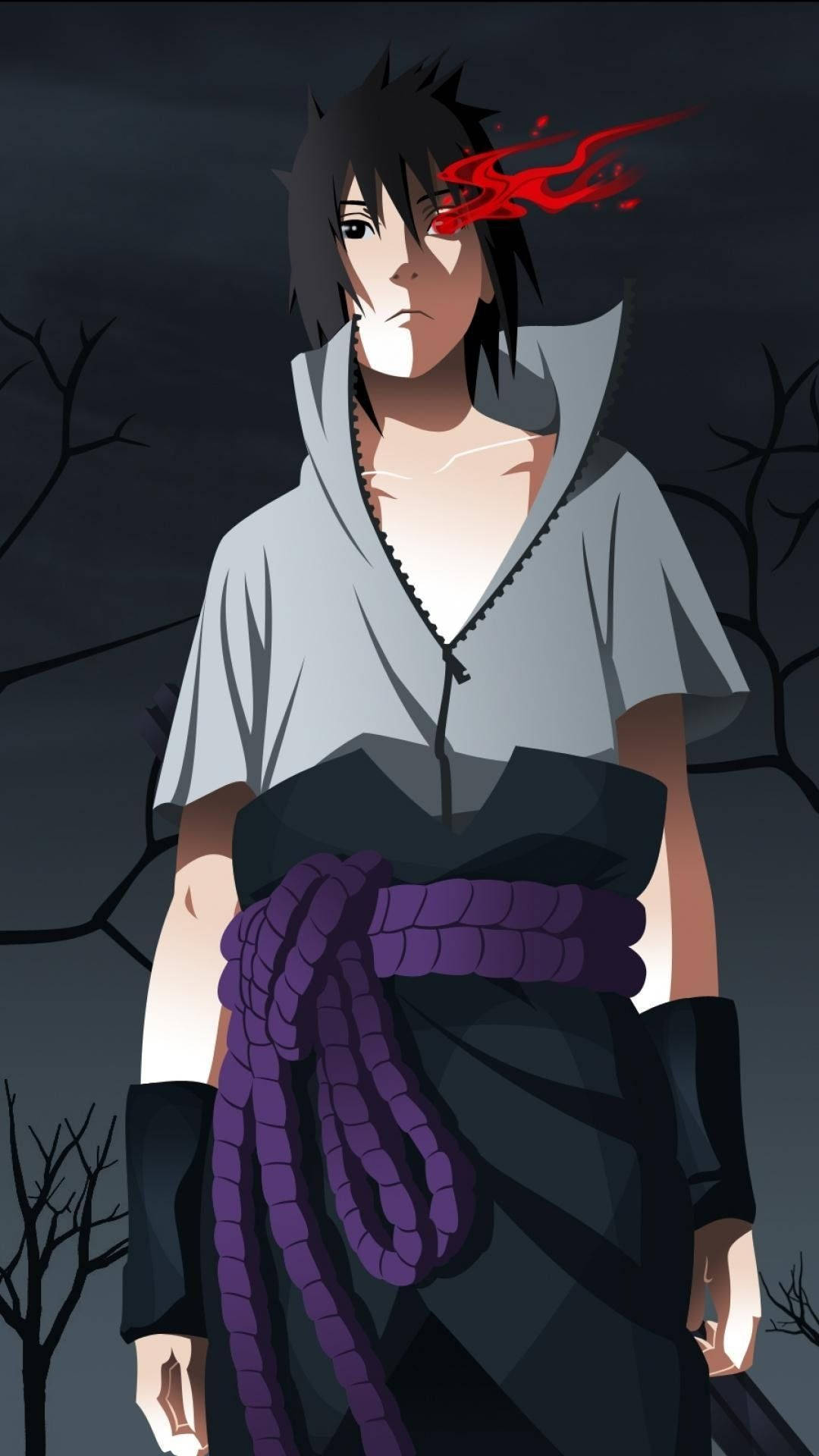 Sanaa Dijitali ya Uchiha Sasuke Naruto kwa iPhone Picha ya Ukuta