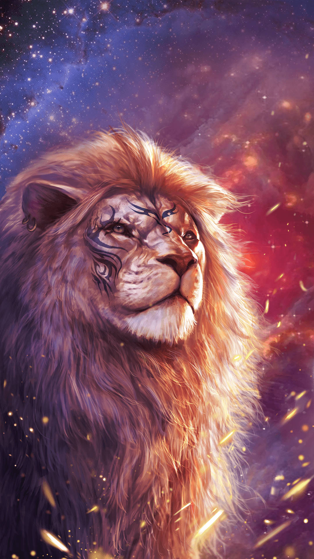 Sanaa Halisi ya Simba wa Galaxy Picha ya Ukuta