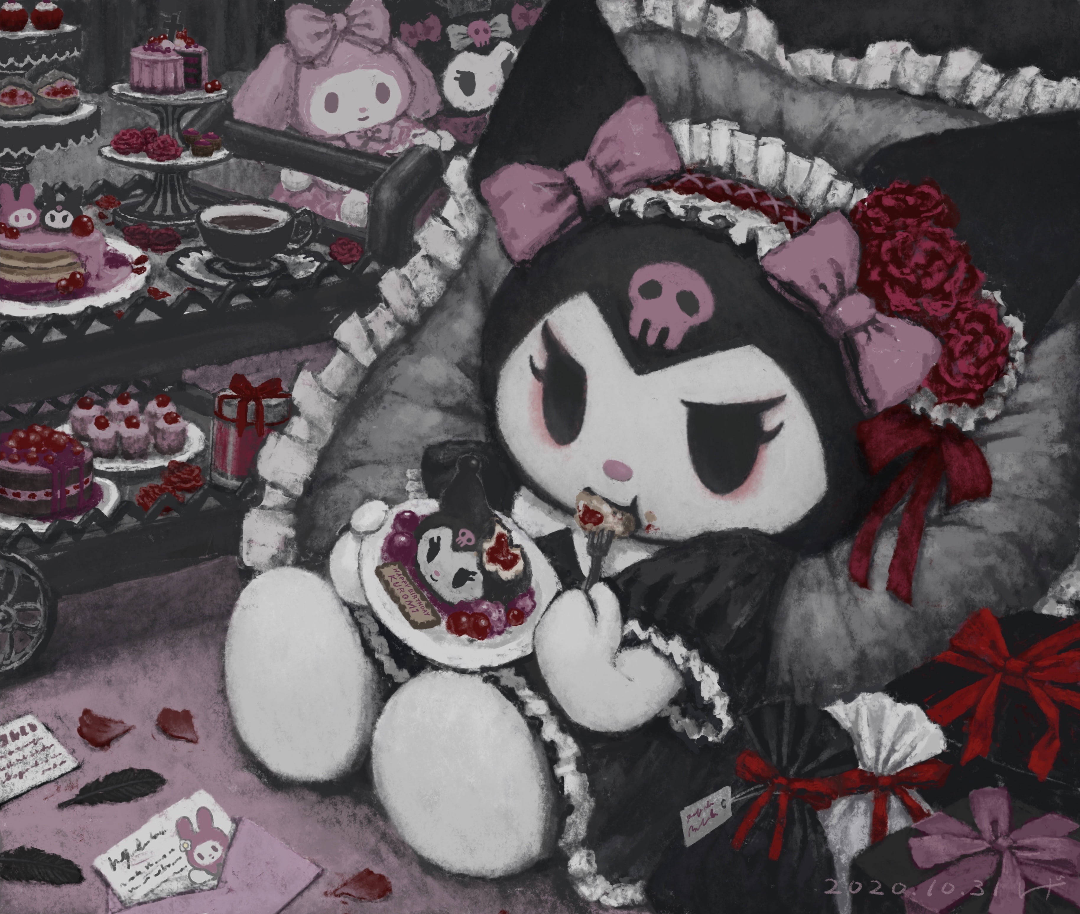 Sanaa Nzuri ya My Melody Kuromi Picha ya Ukuta