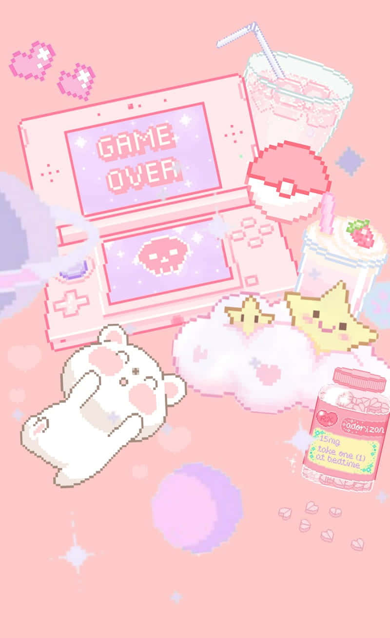 Sanaa Nzuri ya Pikseli ya Kawaii Picha ya Ukuta