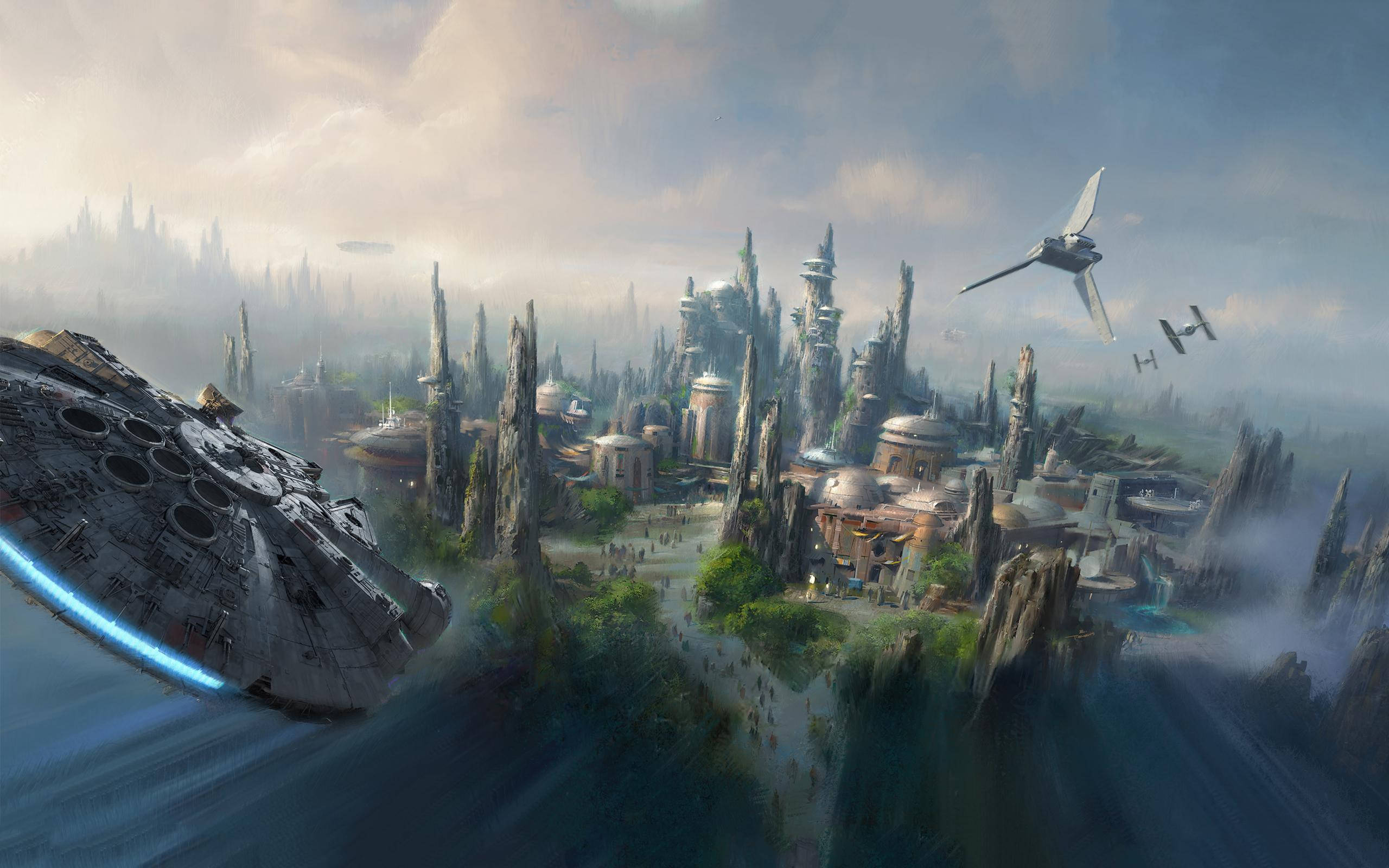 Sanaa Pana ya 4K ya Disney ya Star Wars Land Picha ya Ukuta