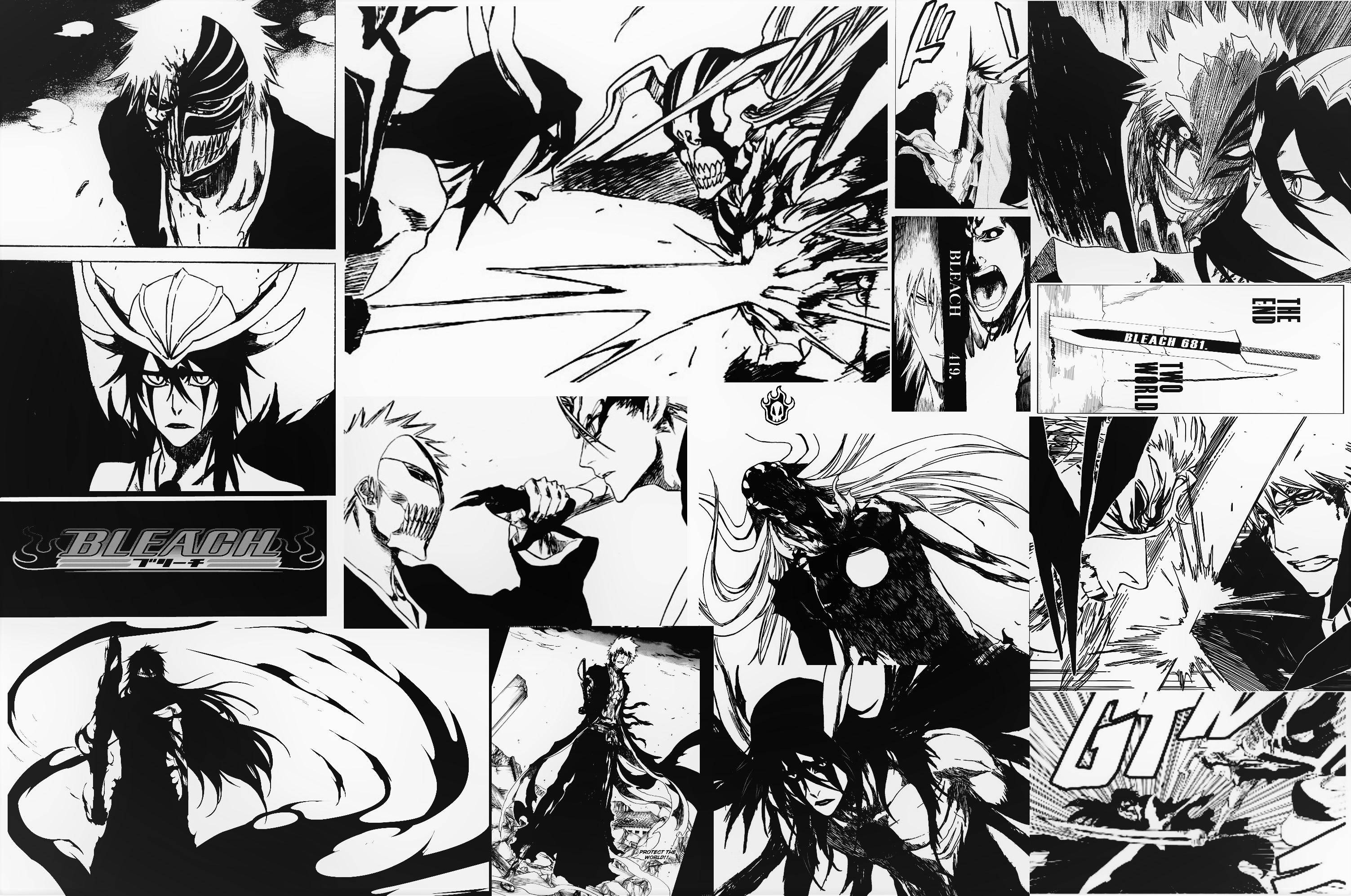 Sanaa ya Anime Nyeusi na Nyeupe Bleach Ichigo Manga Picha ya Ukuta