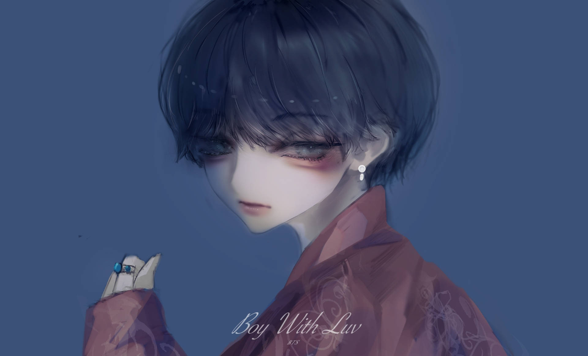 Sanaa ya Anime ya Bts V yenye Mwonekano Picha ya Ukuta