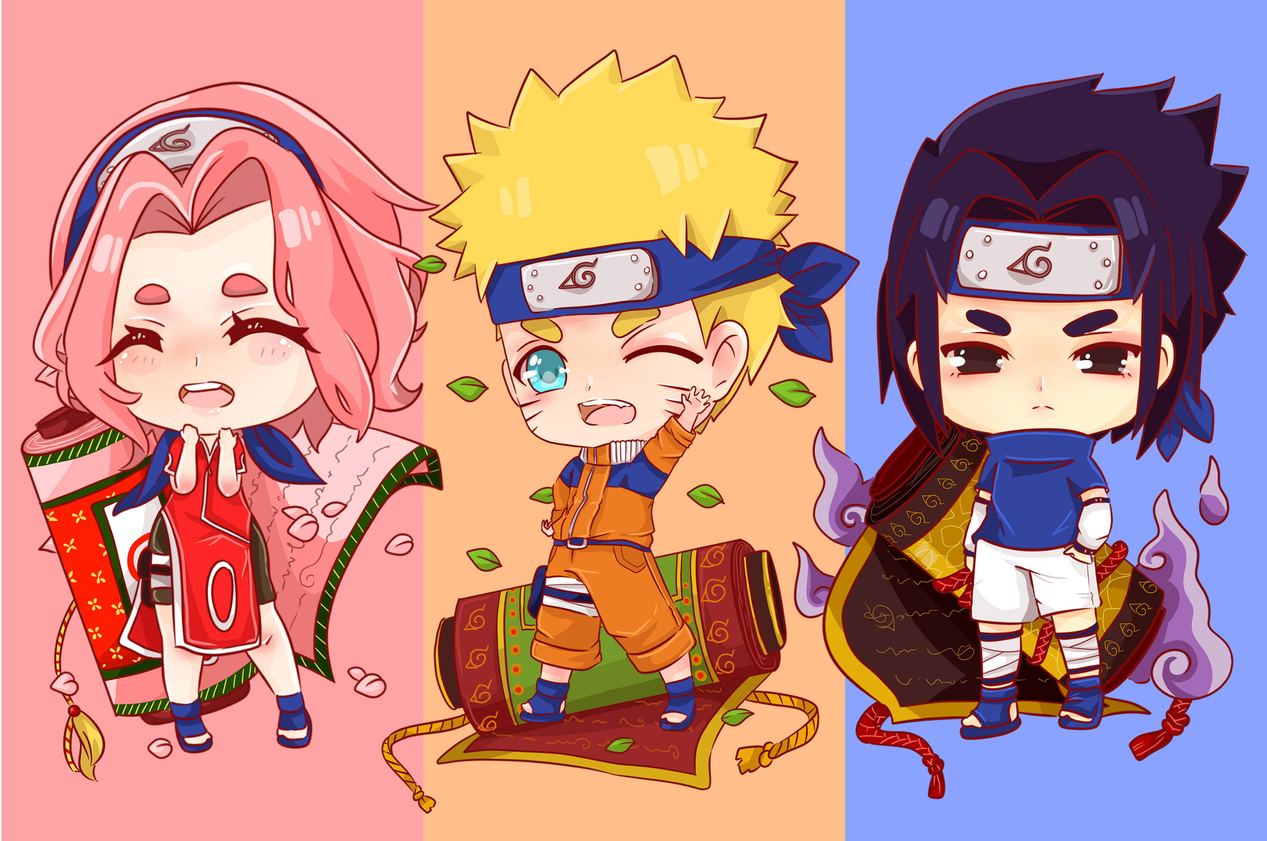 Sanaa ya Chibi ya Naruto 4K Picha ya Ukuta