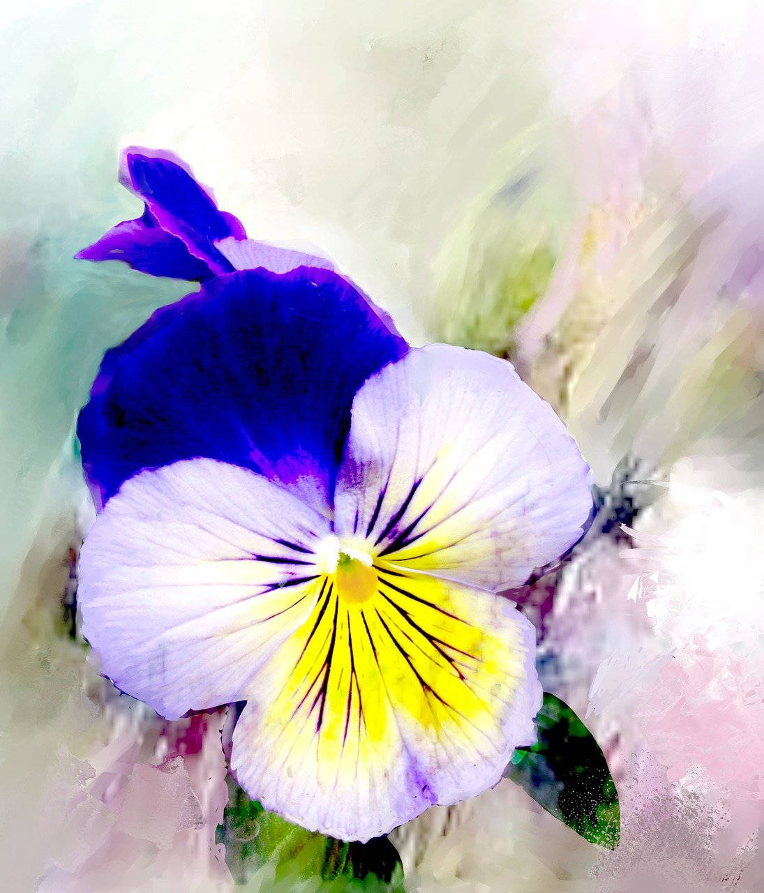 Sanaa ya Dijitali ya Big Blooming Pansy Picha ya Ukuta