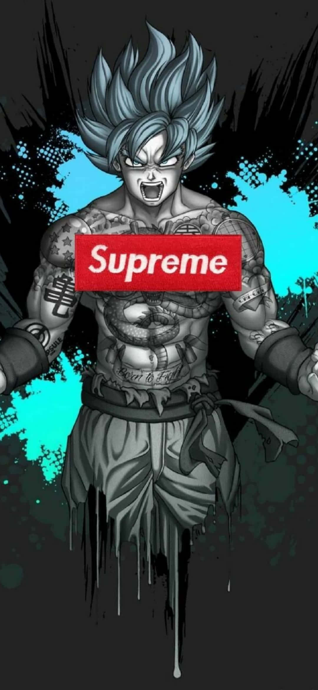 Sanaa ya Dijitali ya Goku Supreme Drip Picha ya Ukuta
