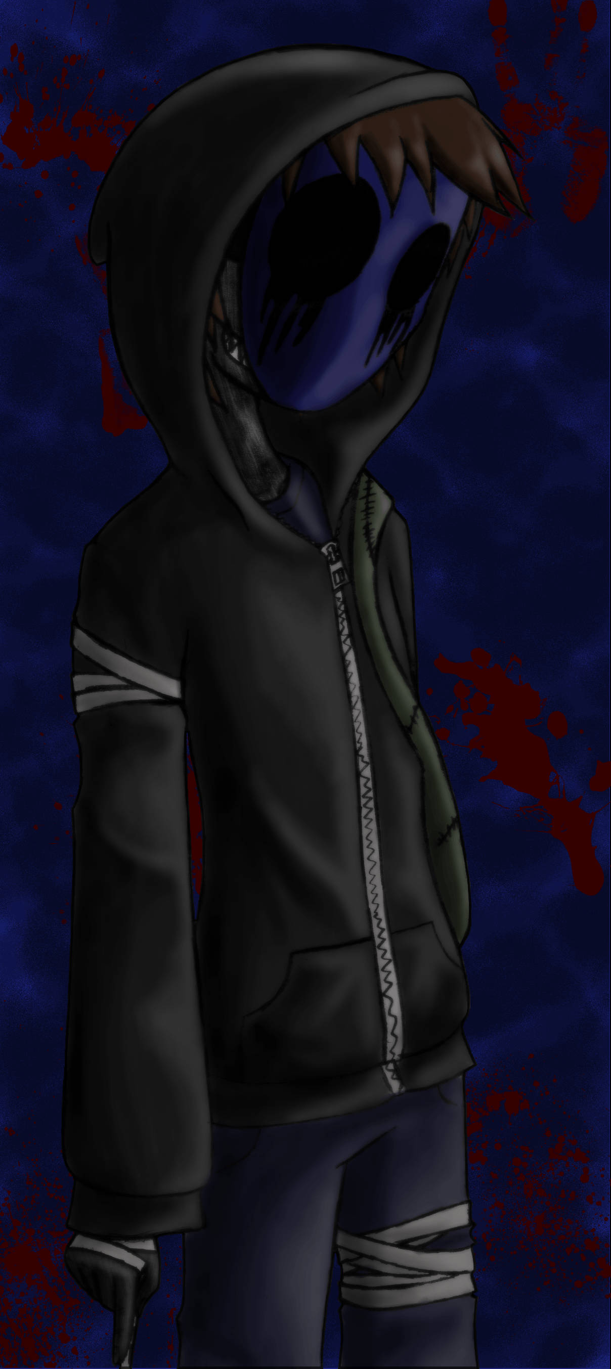 Somber Eyeless Jack Digital Art Picha ya Ukuta