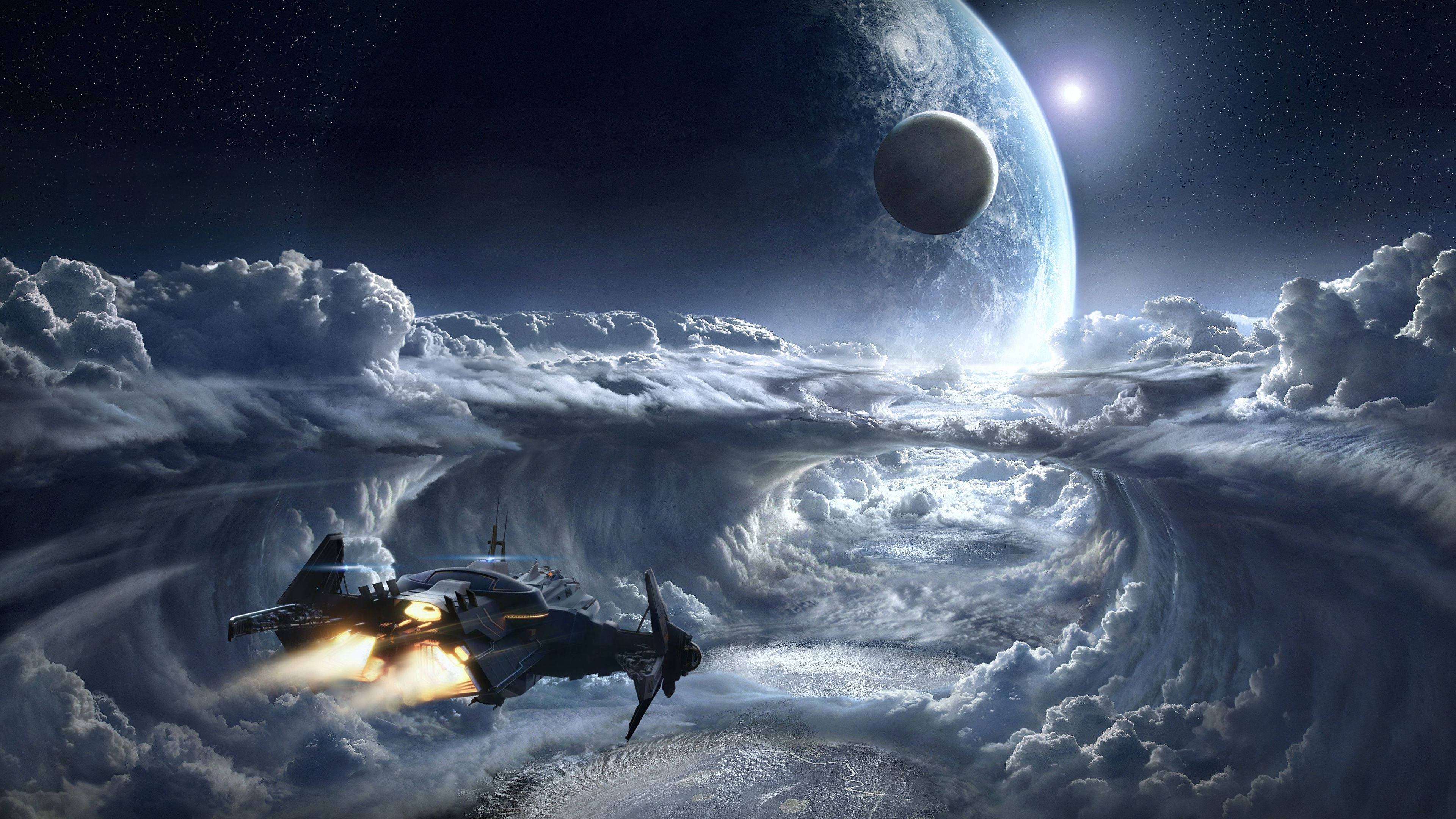 Sanaa ya Dijitali ya Spaceship ya Kuvutia Picha ya Ukuta