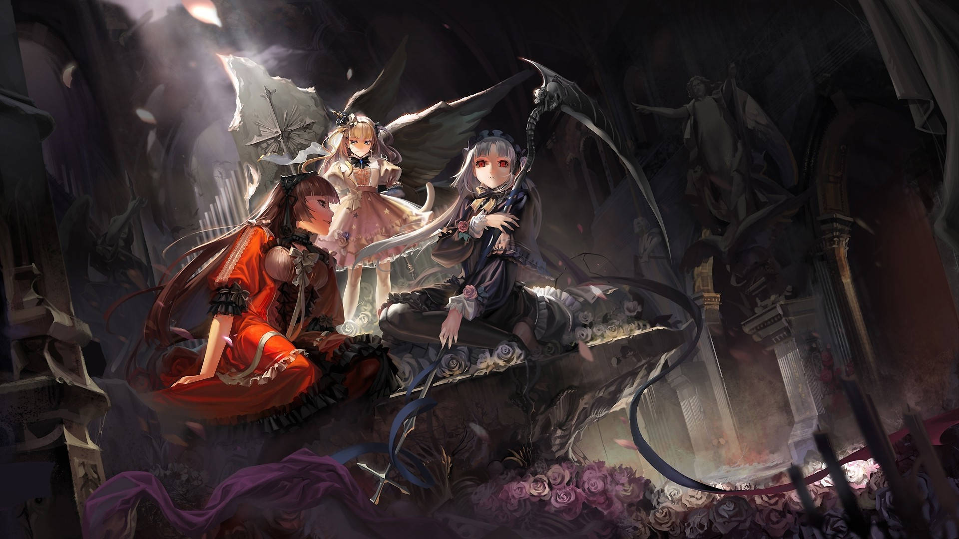 Sanaa ya Giza ya Anime Rozen Maiden Picha ya Ukuta