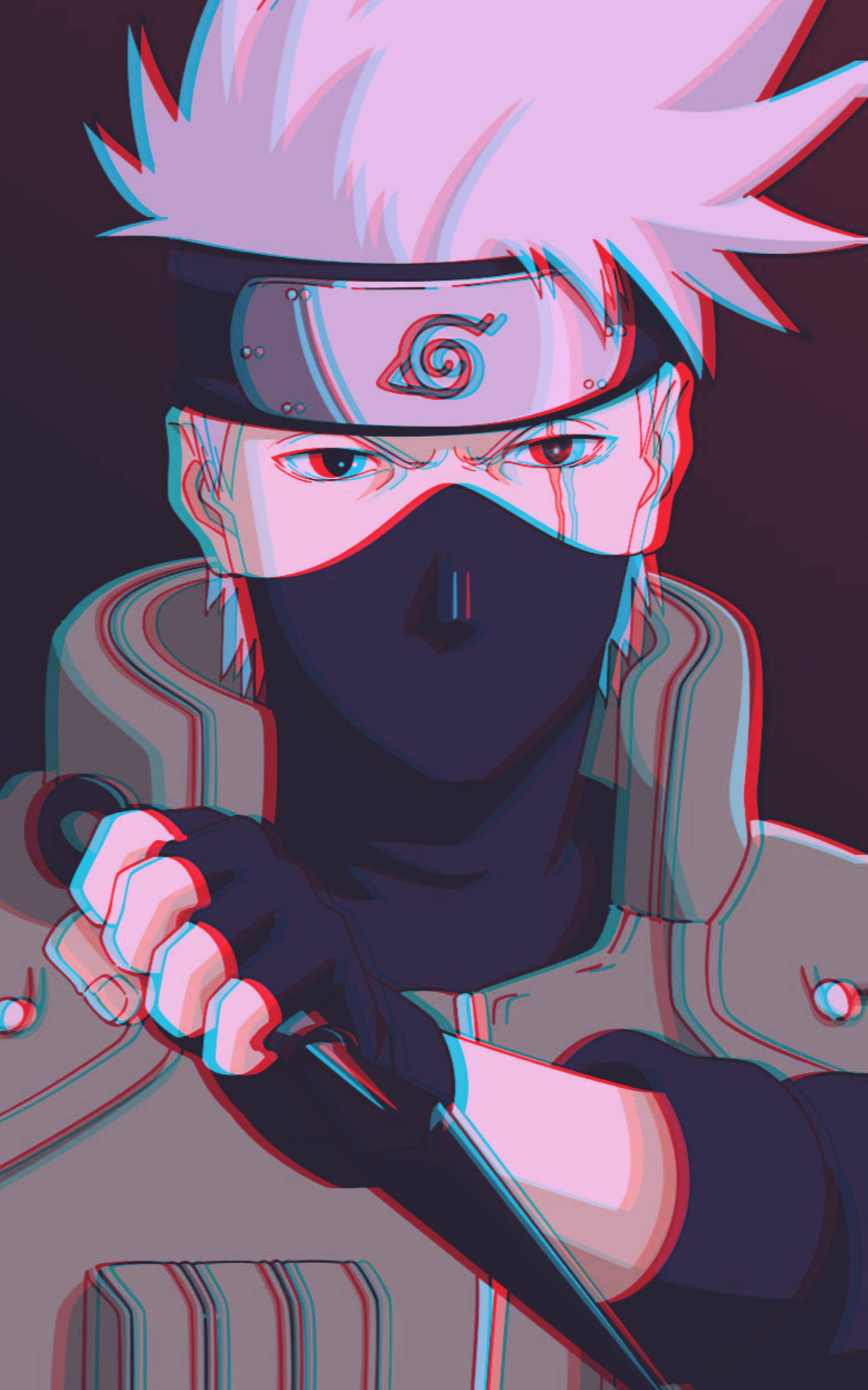 Sanaa ya Glitch ya Kakashi Baridi Picha ya Ukuta