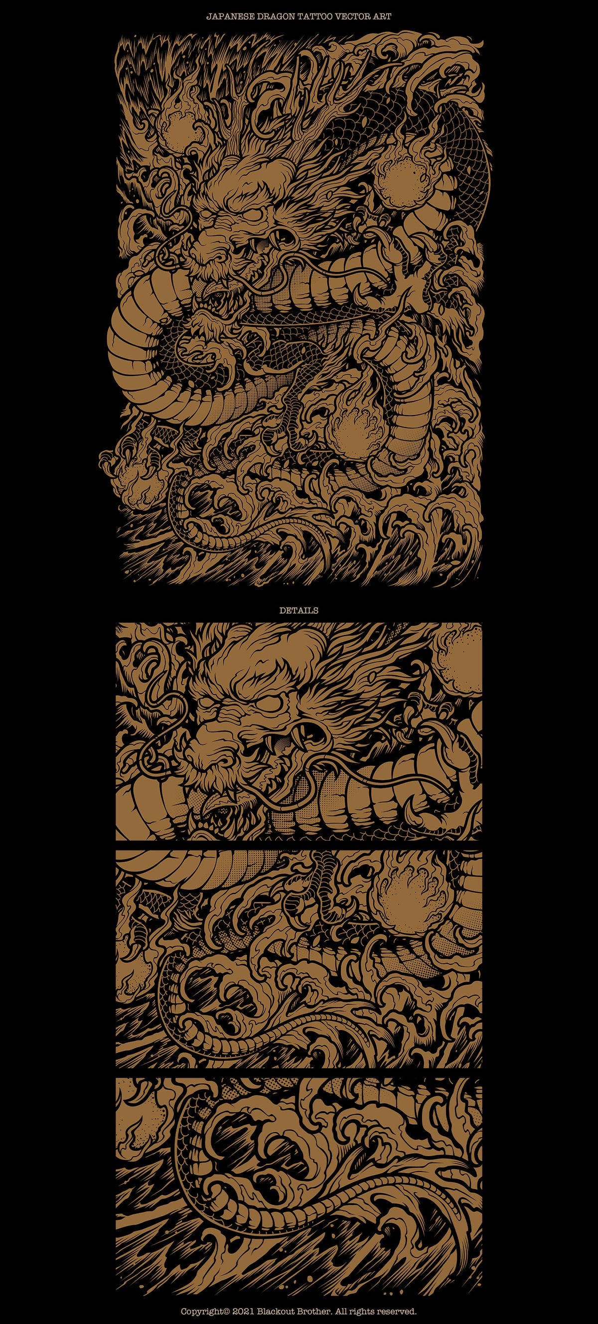 Sanaa ya Kivinjari ya Tattoo ya Dragon ya Kijapani Picha ya Ukuta