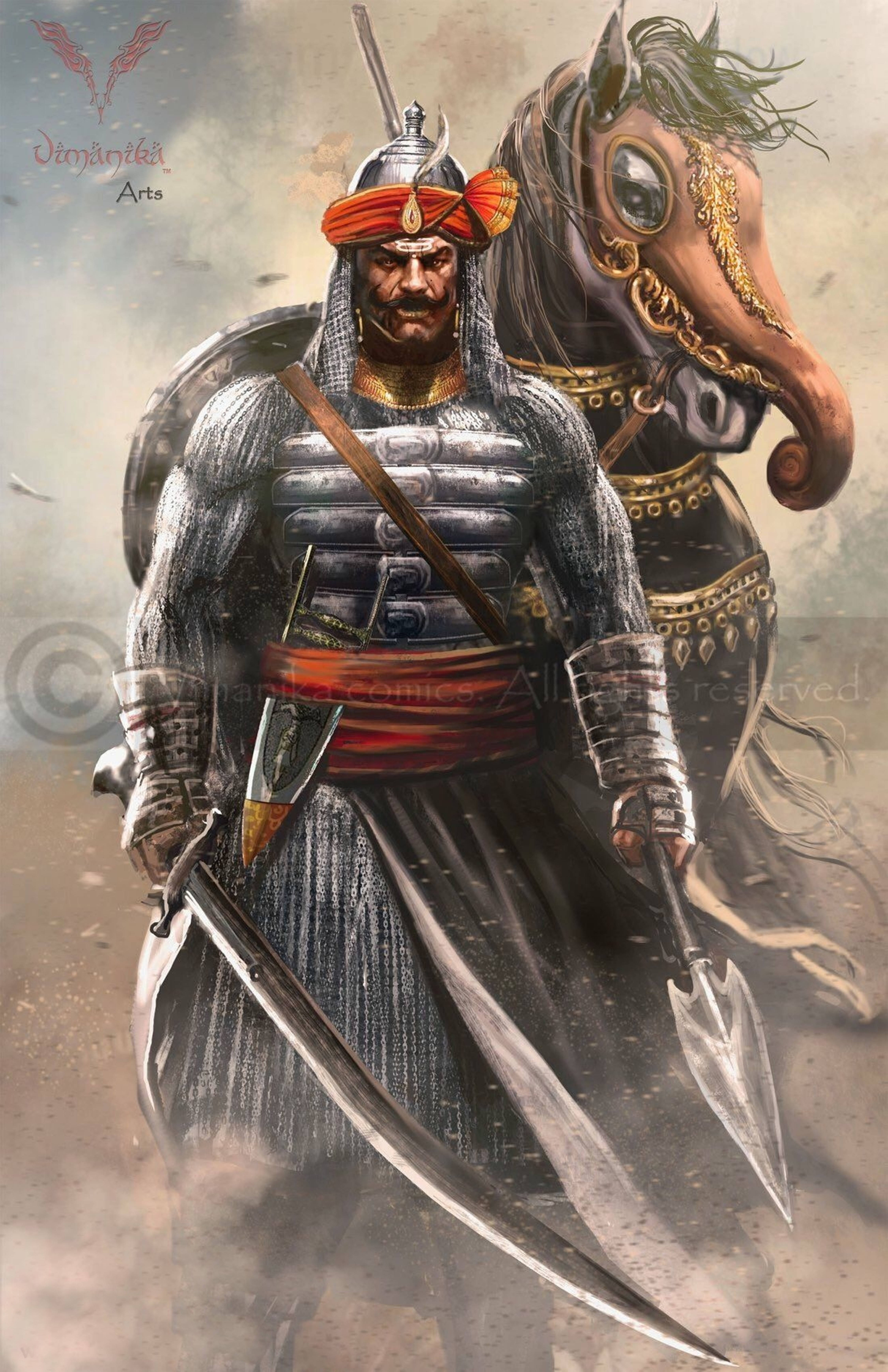 Sanaa ya Kufikirika ya Maharana Pratap 4K Picha ya Ukuta