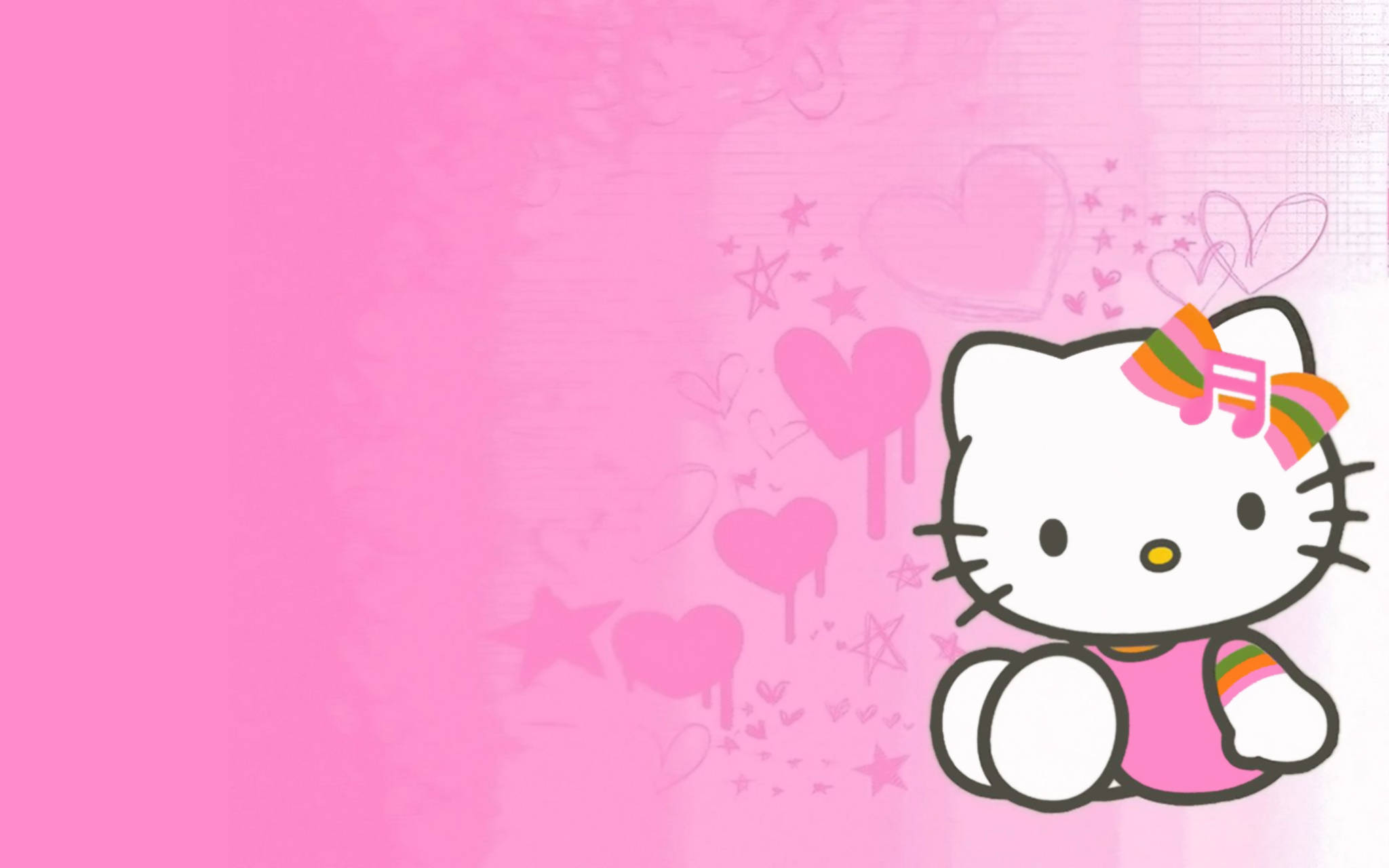 Sanaa ya Kutamanisha ya Hello Kitty ya Rangi ya Pinki Picha ya Ukuta