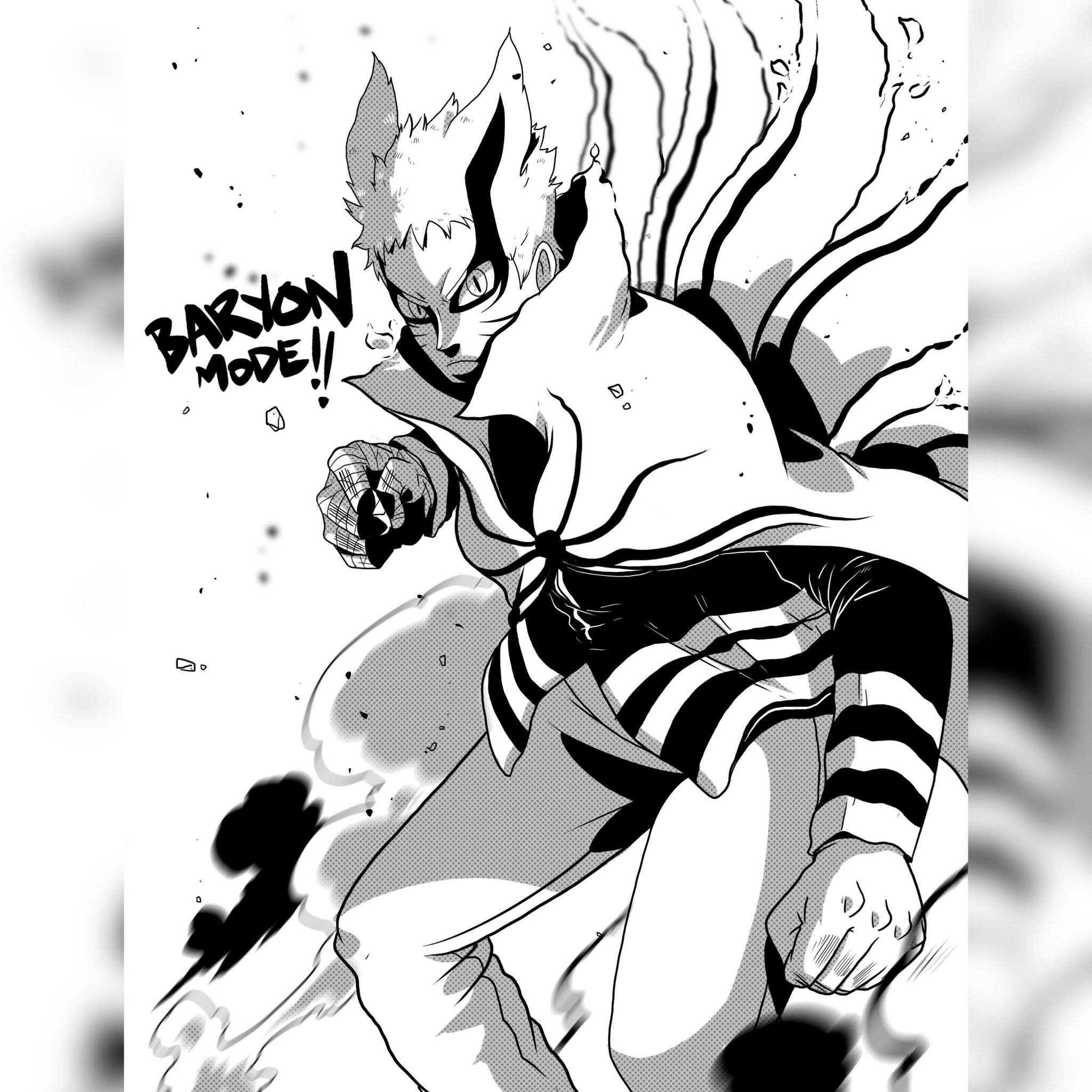 Sanaa ya Manga ya Naruto Baryon Mode Picha ya Ukuta