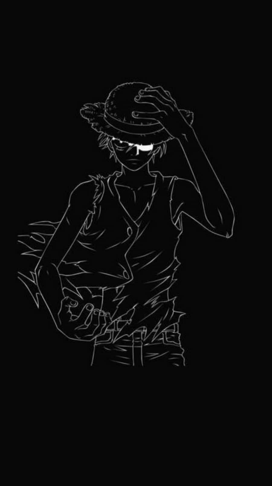 Sanaa ya Mchoro Nyeusi na Nyeupe ya Luffy Simu Picha ya Ukuta