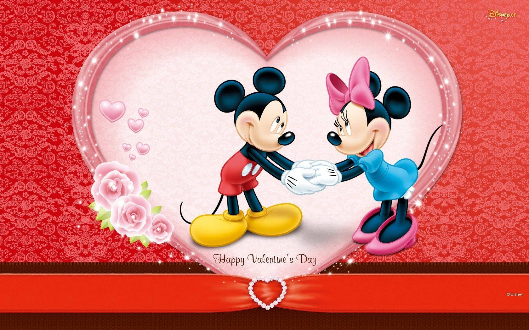 Sanaa ya Mickey Mouse ya Wapendanao Disney Picha ya Ukuta