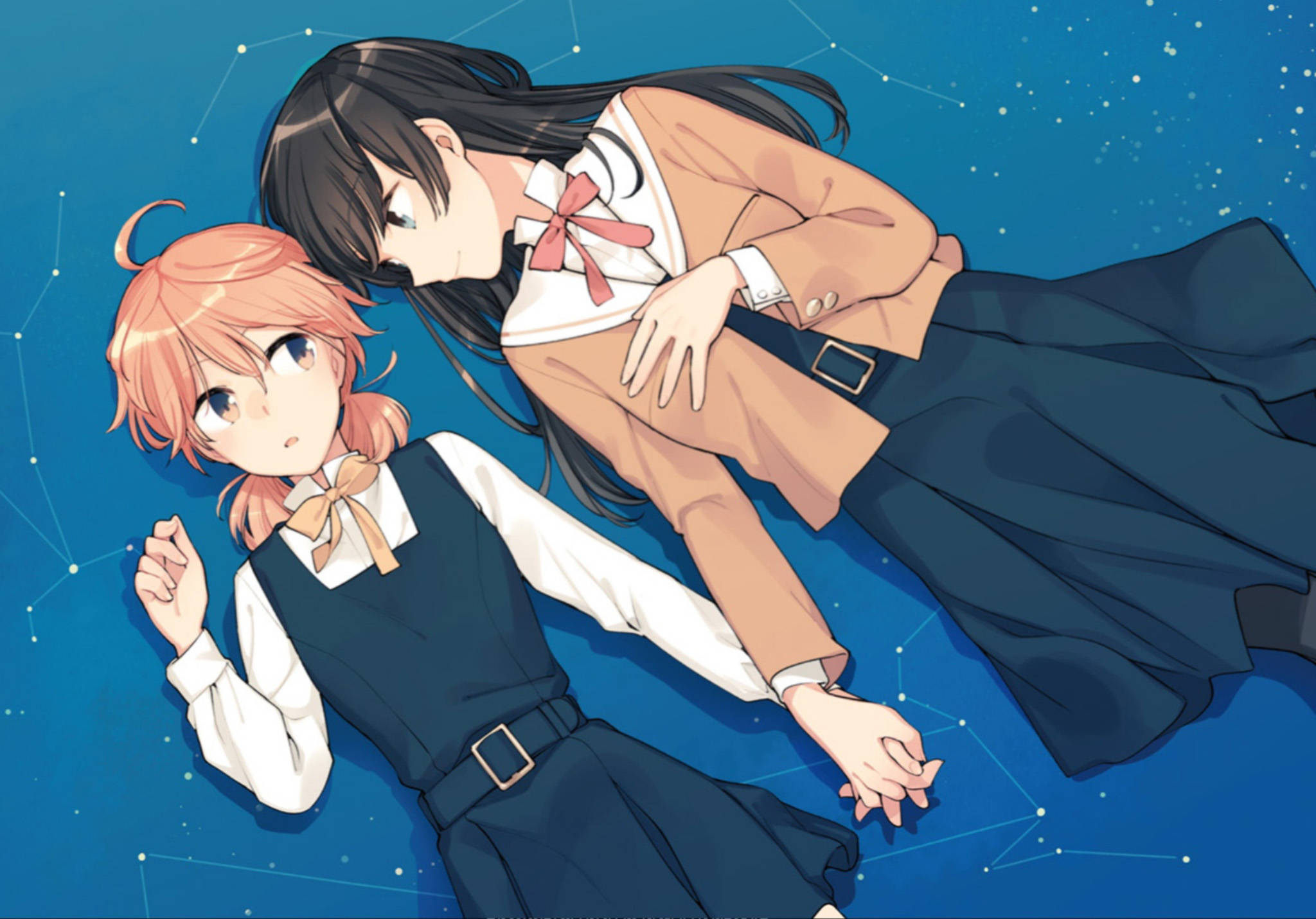 Sanaa ya Mstari wa Mwezi wa Lesbians wa Anime Picha ya Ukuta