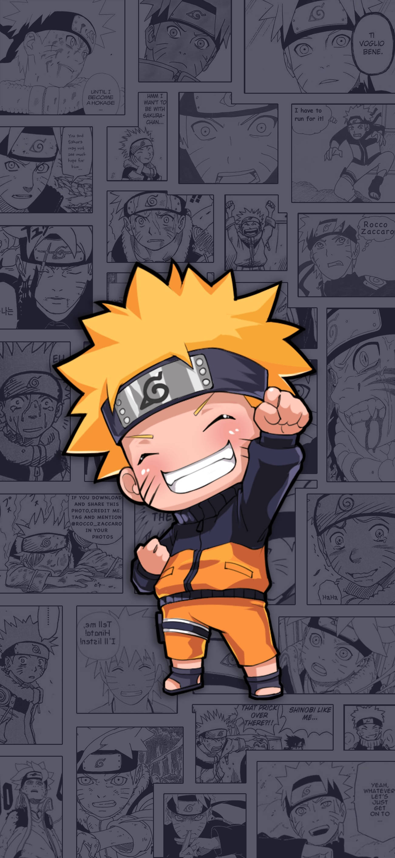 Sanaa ya Naruto Chibi Moja kwa Moja kwenye Manga Picha ya Ukuta