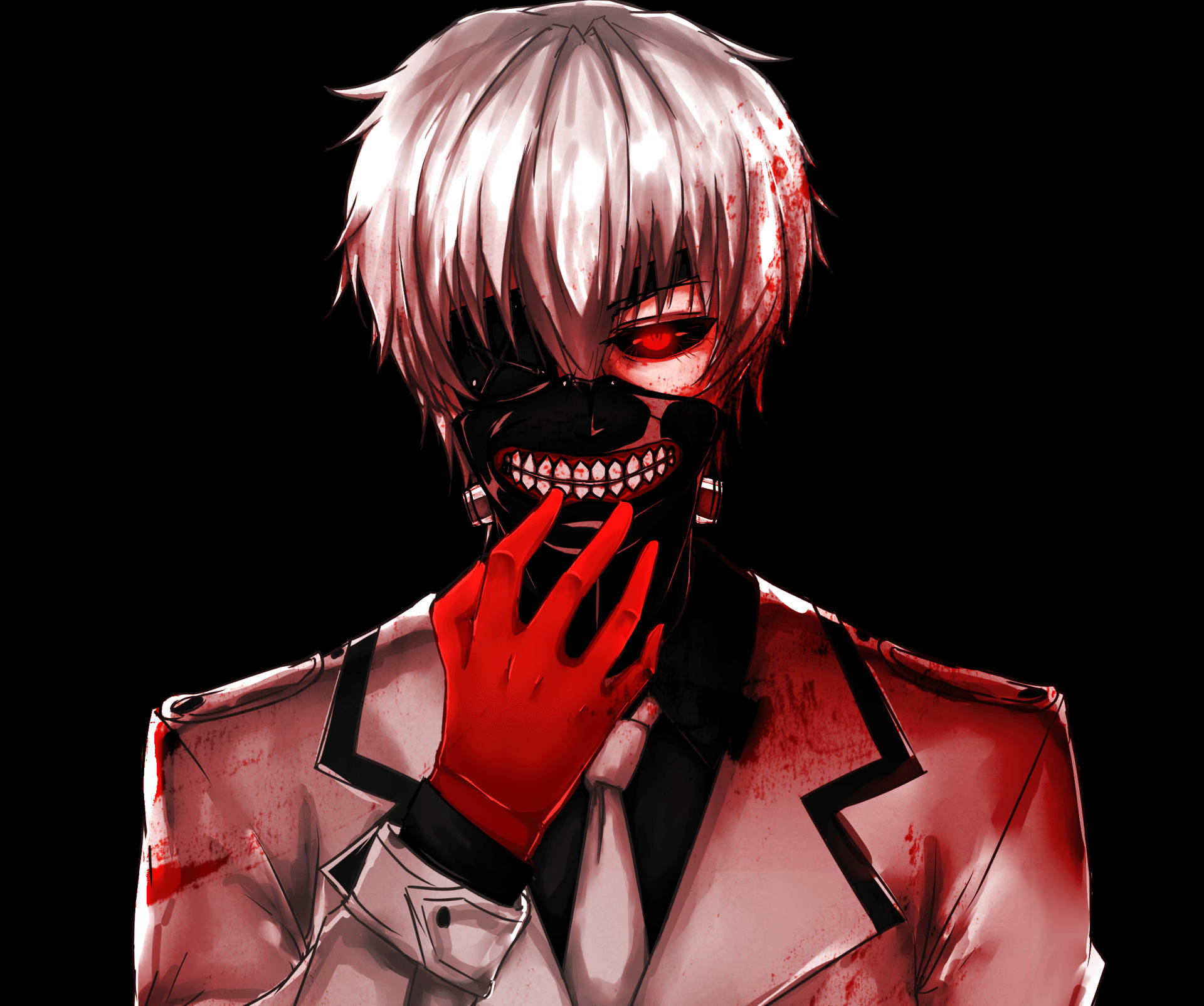 Sanaa ya Picha ya Anime ya Ken Kaneki yenye Damu Picha ya Ukuta