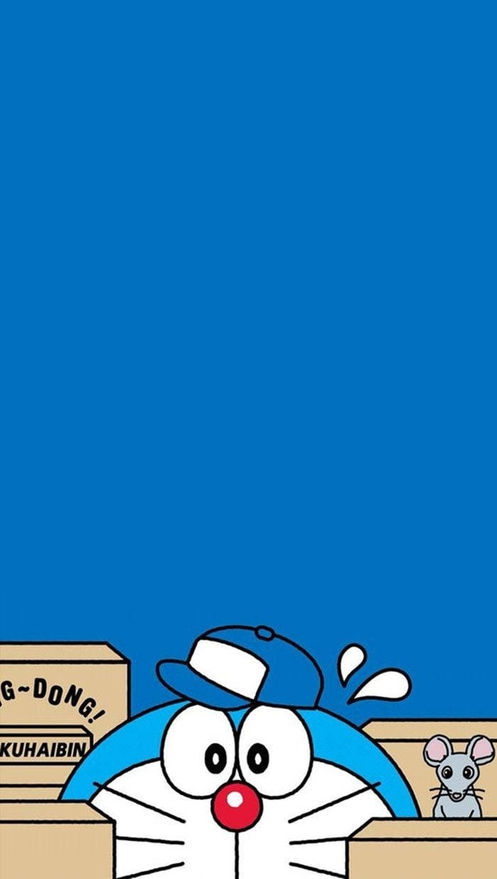 Sanaa ya Picha ya Doraemon kwenye iPhone Akiwa Ameficha Picha ya Ukuta