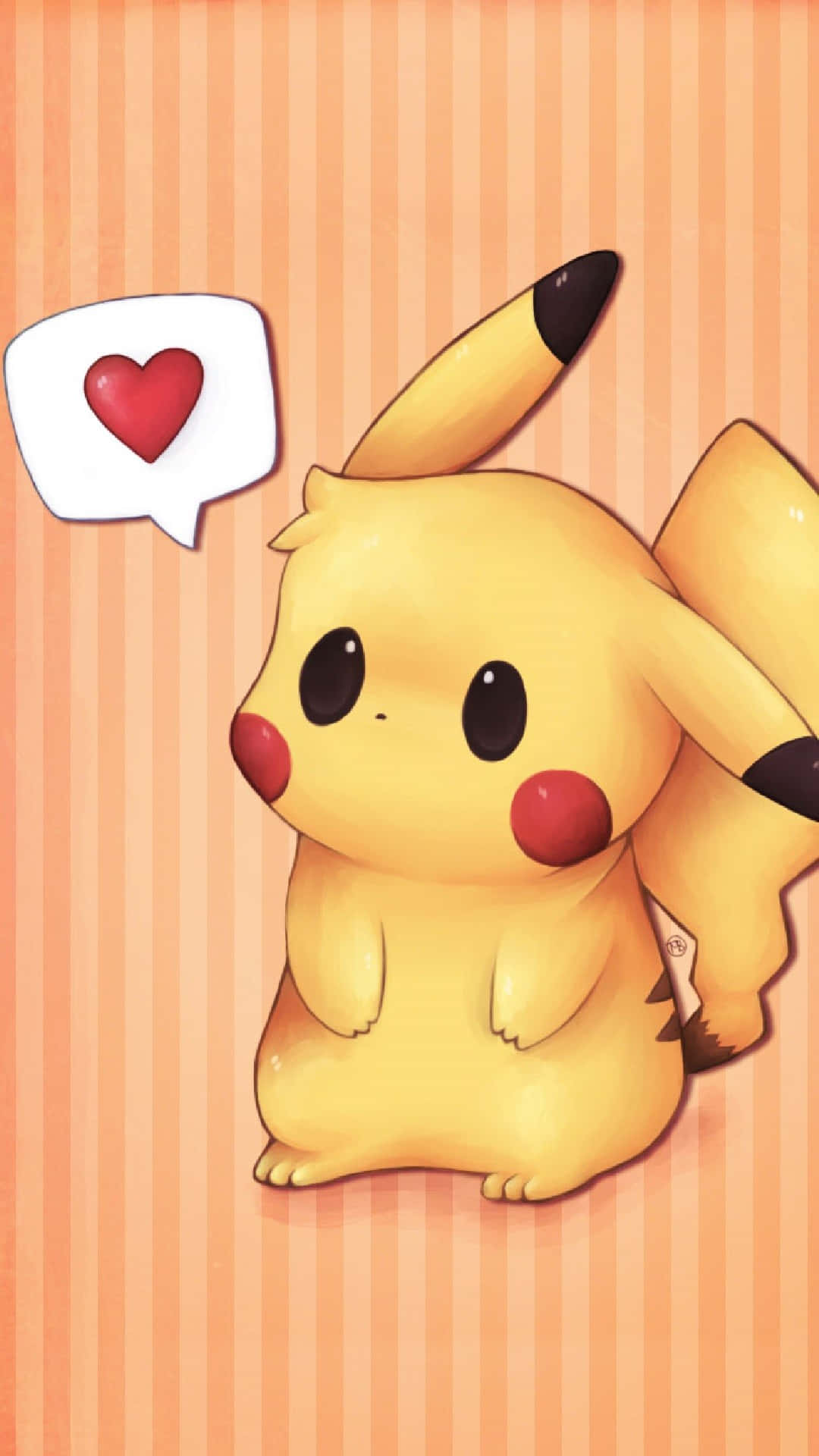 Sanaa ya Pikachu Mtoto Mzuri ya Rangi ya Chungwa Picha ya Ukuta