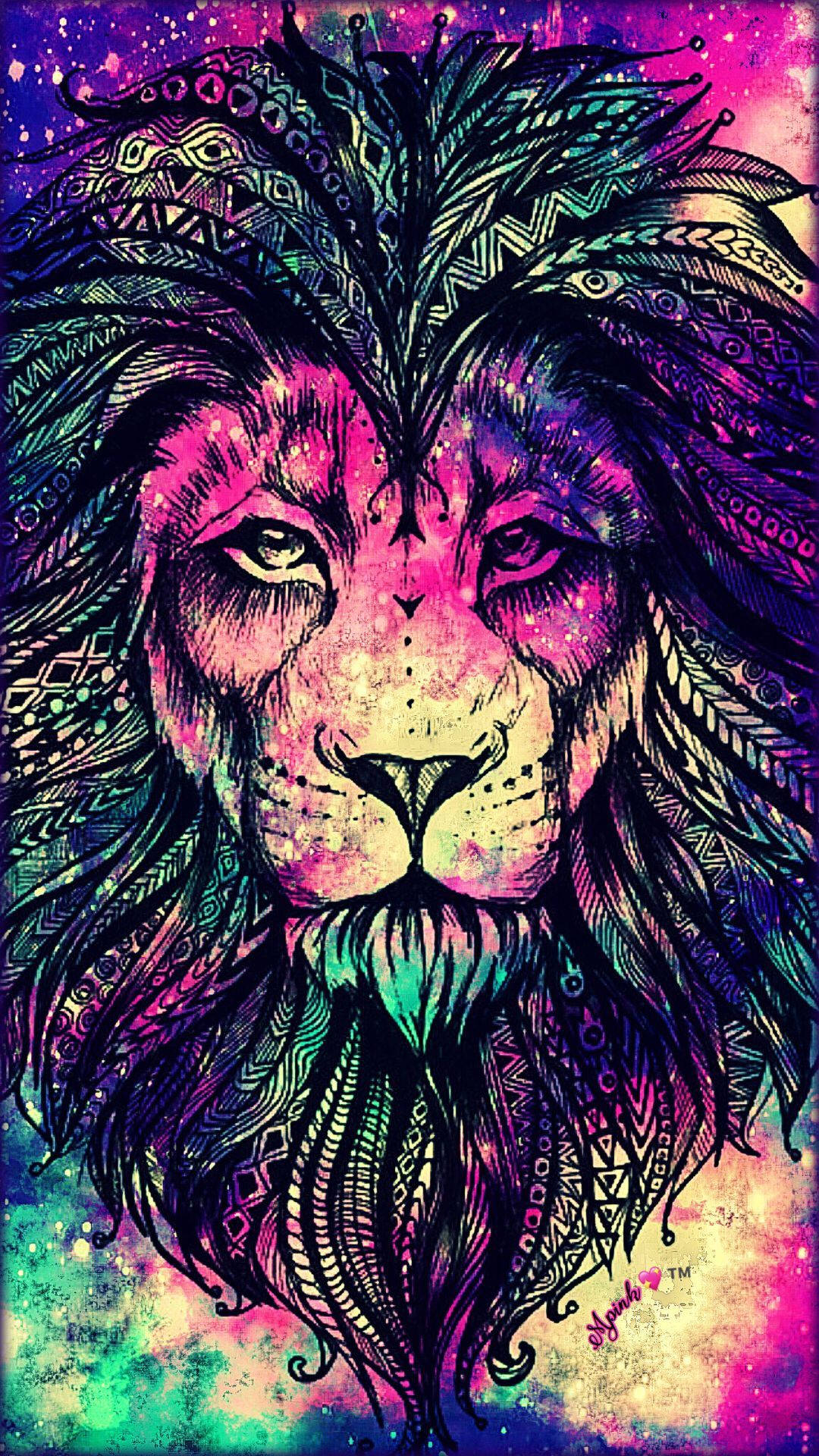Sanaa ya Simba Mweusi wa Galaxy Picha ya Ukuta