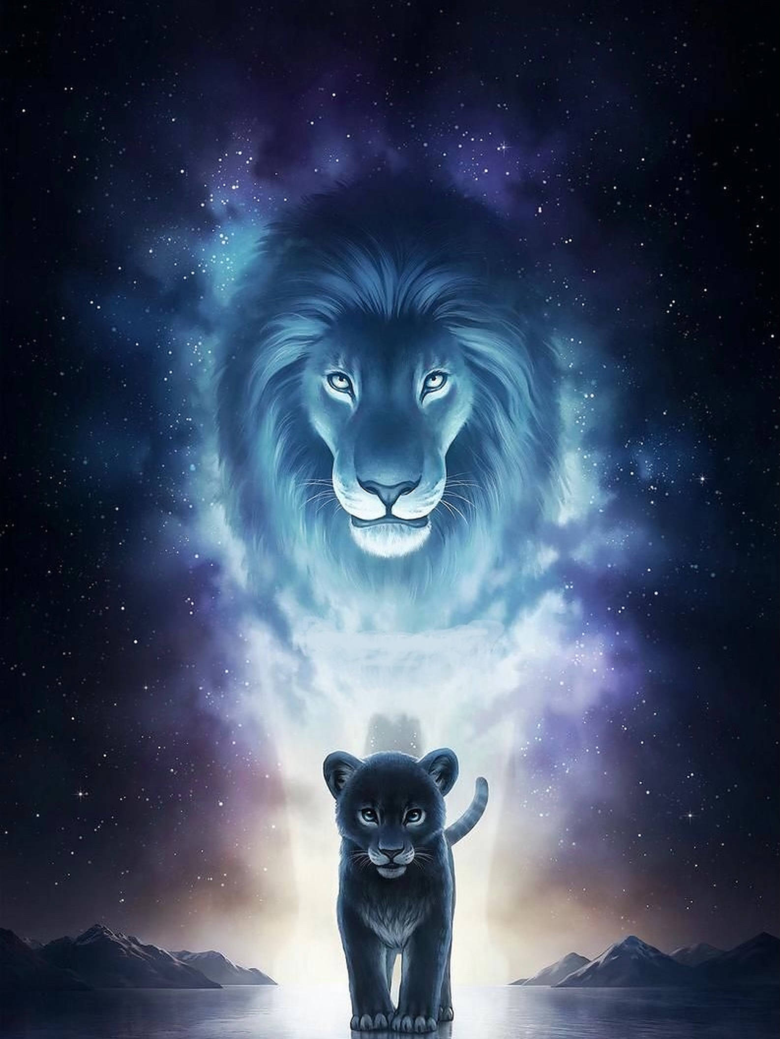 Sanaa ya Simba wa Galaxy Picha ya Ukuta