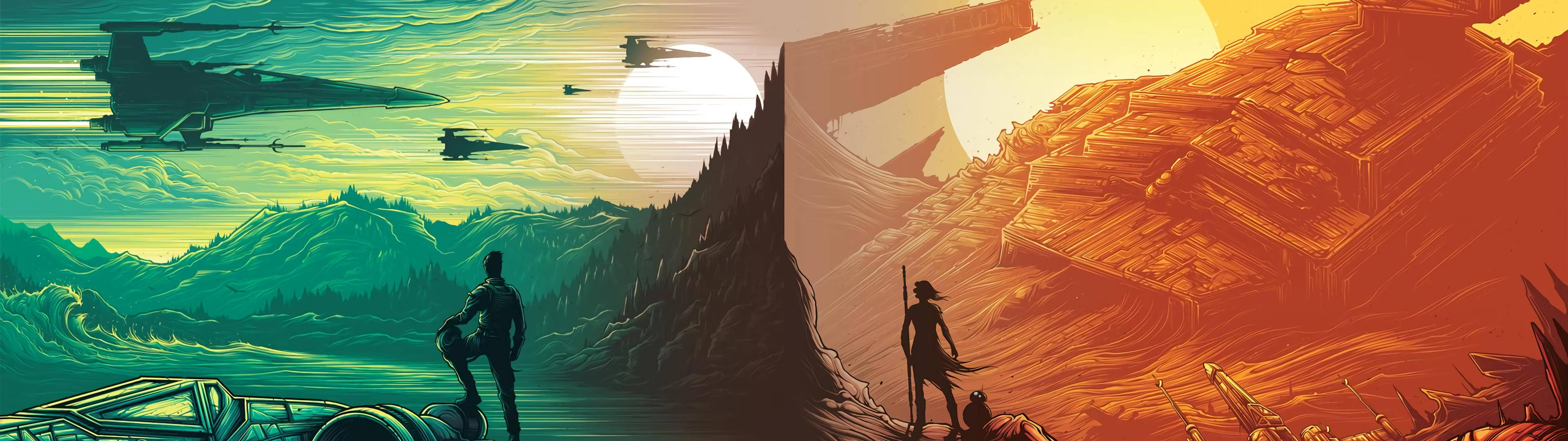 Sanaa ya Star Wars ya Kufuatilia Mbili 3840x1080 HD Picha ya Ukuta