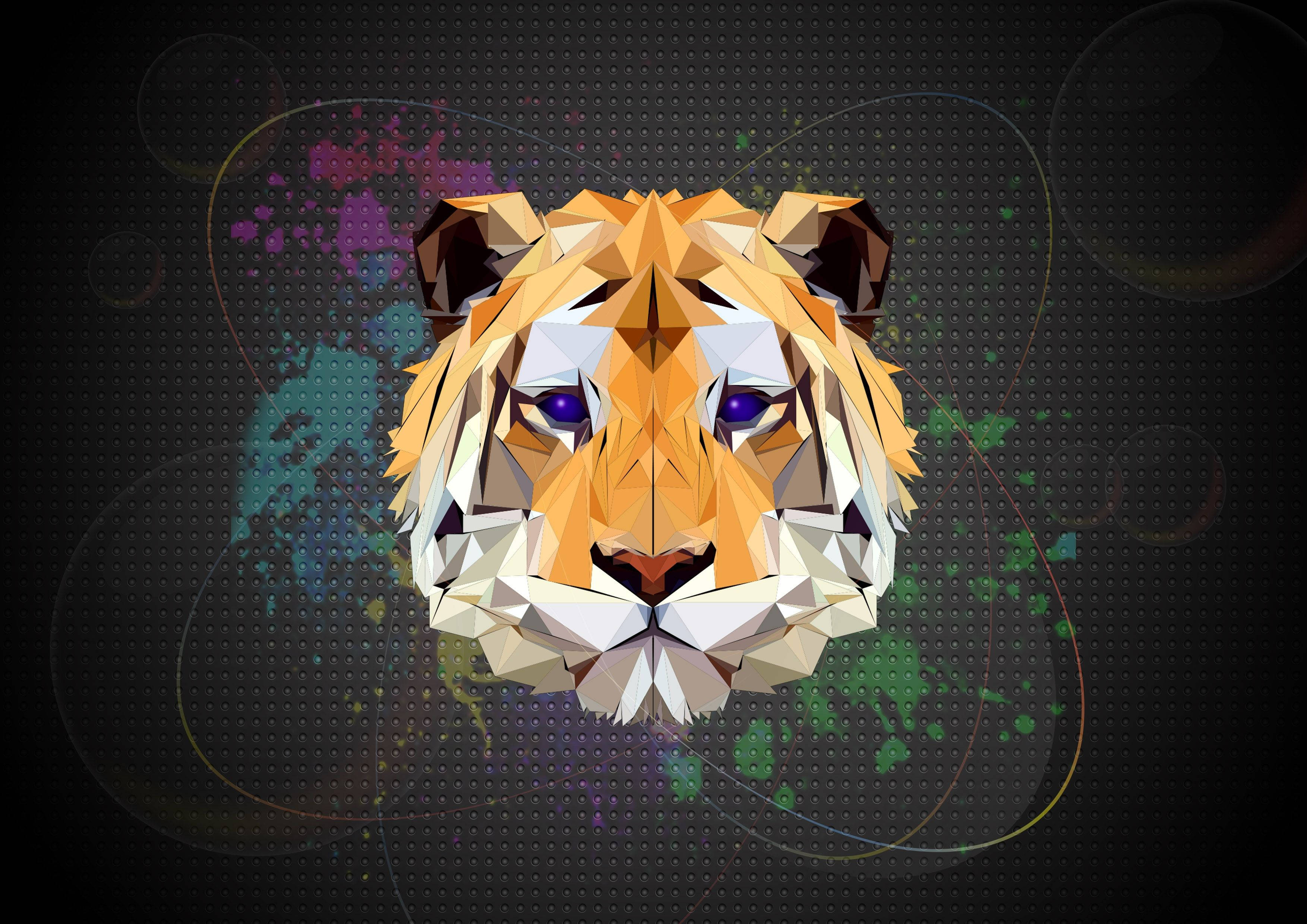 Sanaa ya Tiger Low Poly Picha ya Ukuta