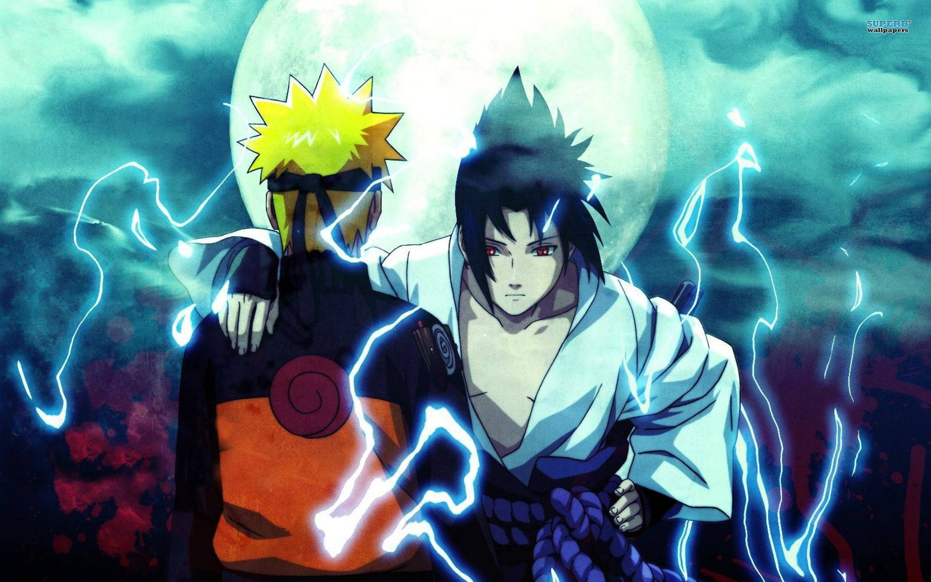 Sanaa ya Umeme ya Naruto na Sasuke Picha ya Ukuta