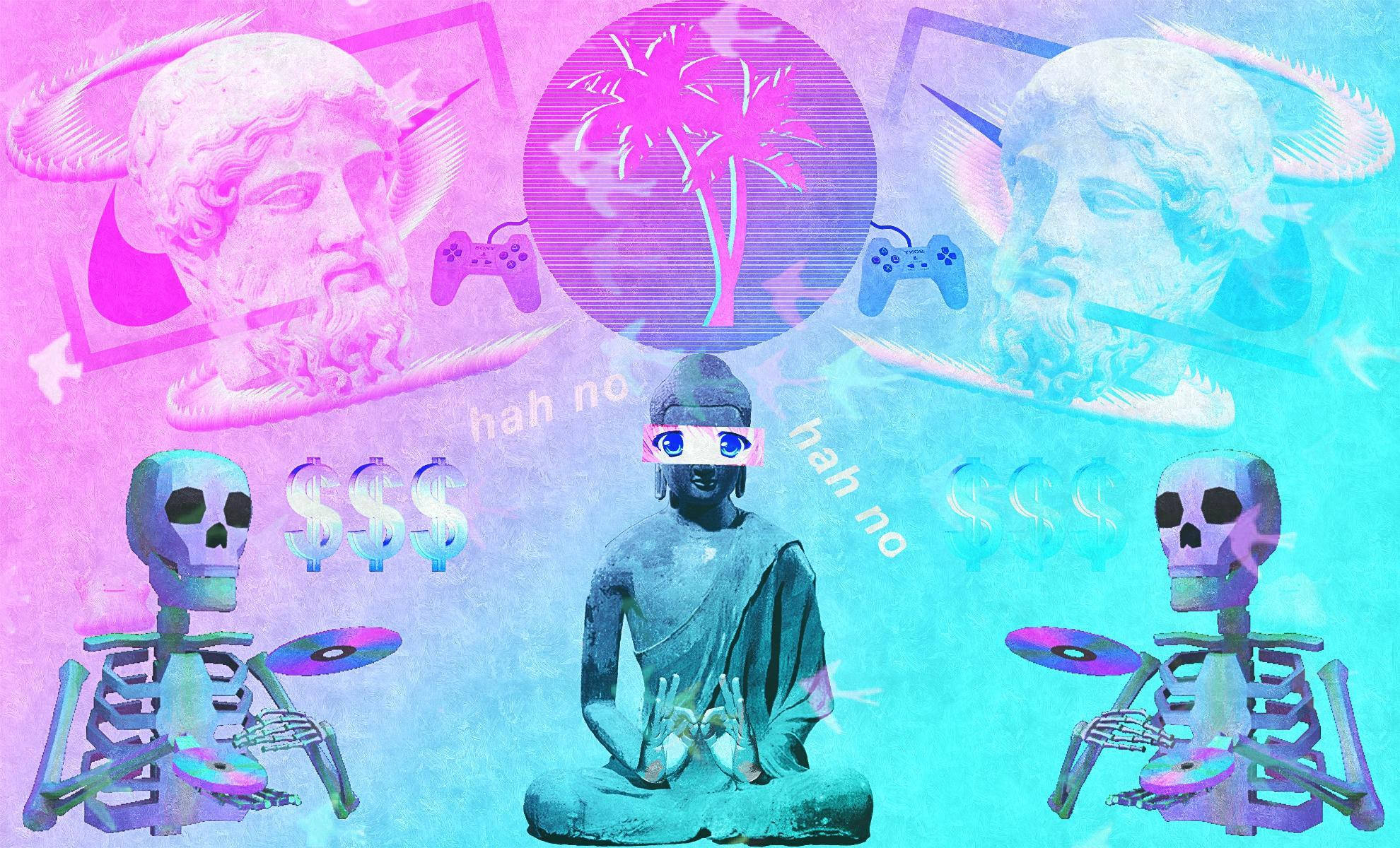 Sanaa ya Vaporwave ya Kijana Mrembo Picha ya Ukuta