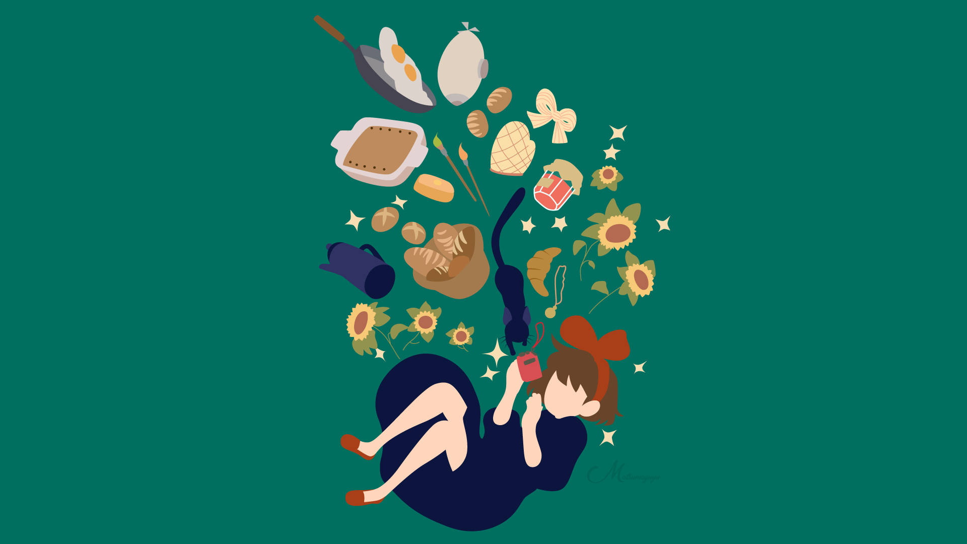 Sanaa ya Vekta ya Kiki kutoka Kikis Delivery Service Picha ya Ukuta