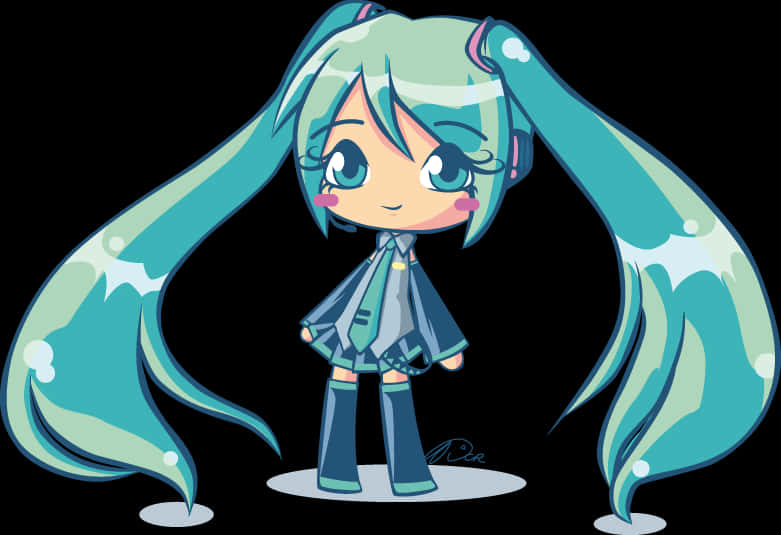 Sanaa ya Vekta ya Chibi Hatsune Miku Picha ya Ukuta