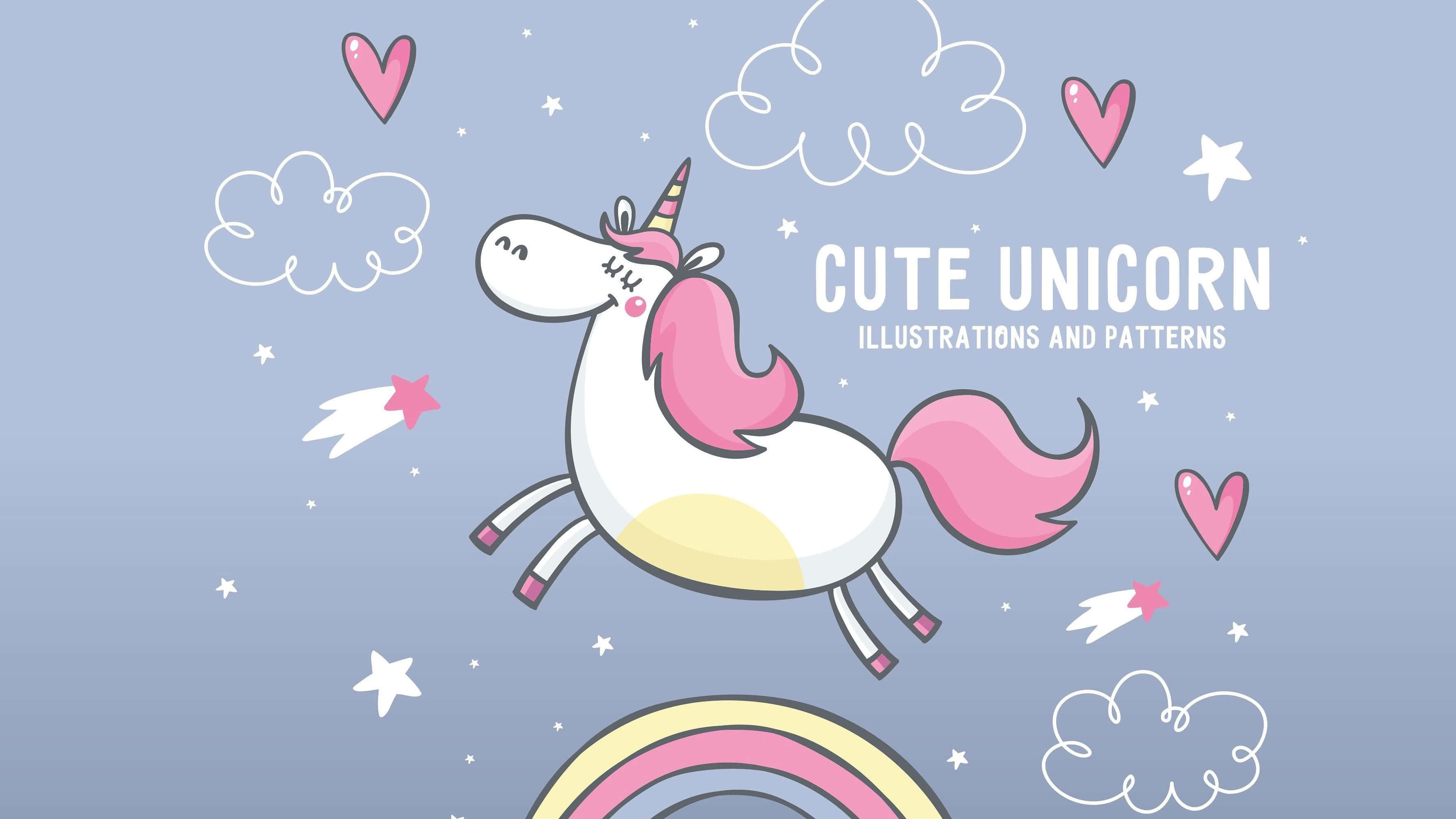 Sanaa ya Watoto ya Unicorn yenye Mandhari Mazuri Picha ya Ukuta