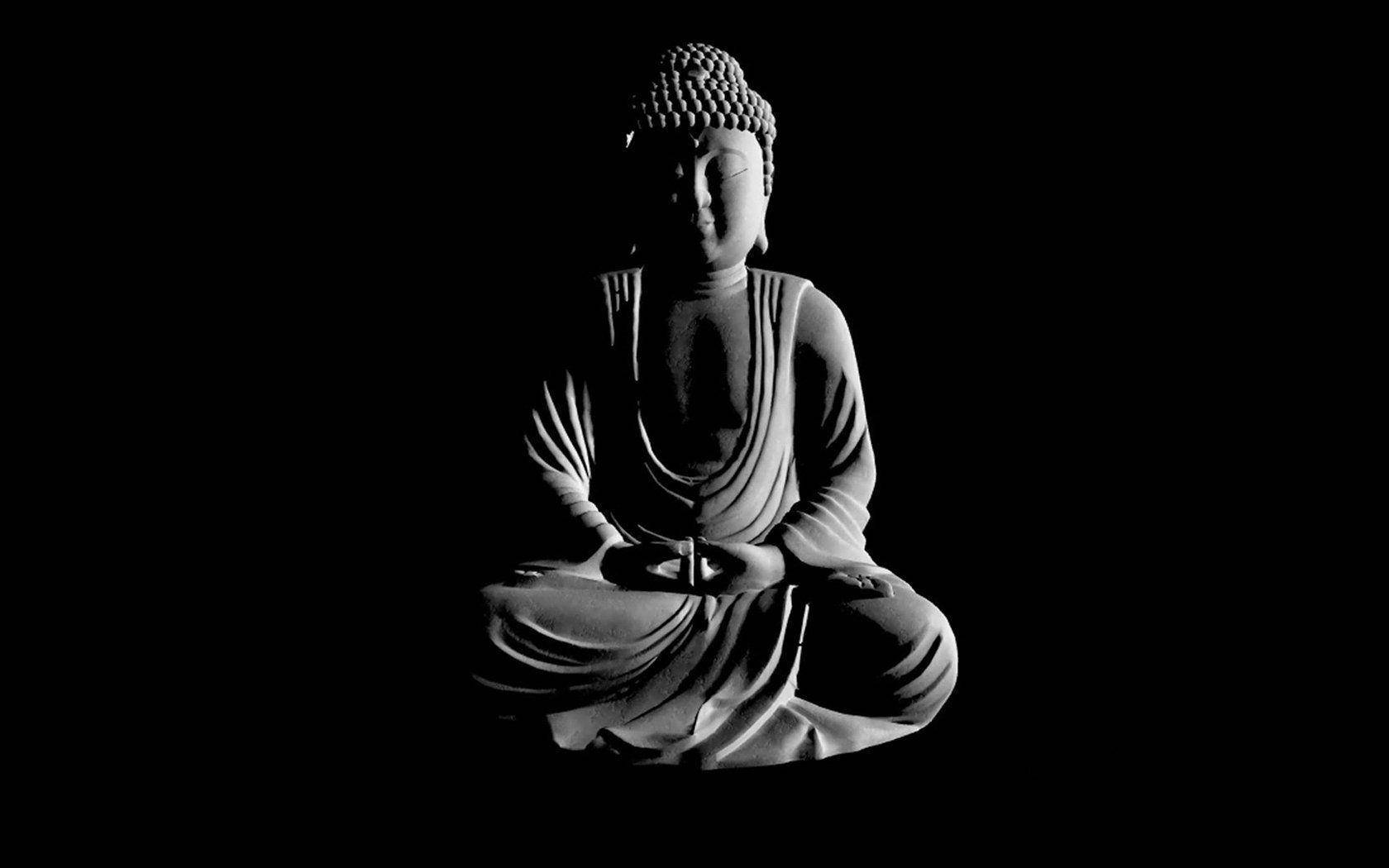 Sanamu ya Buddha 3D ya Kijivu Picha ya Ukuta