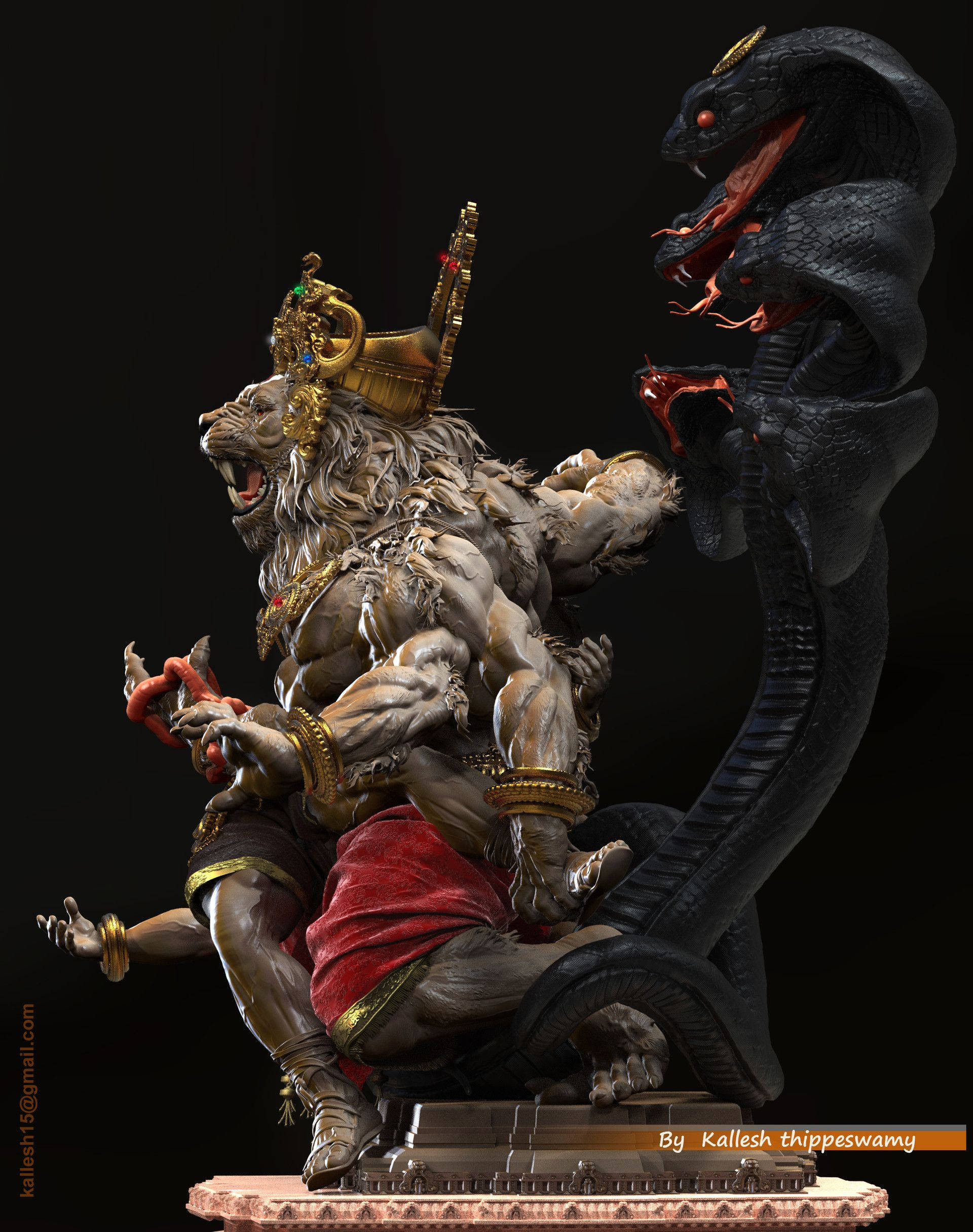 Sanamu ya Bwana Narasimha Picha ya Ukuta