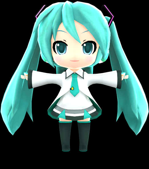 Sanamu ya Chibi Hatsune Miku Picha ya Ukuta